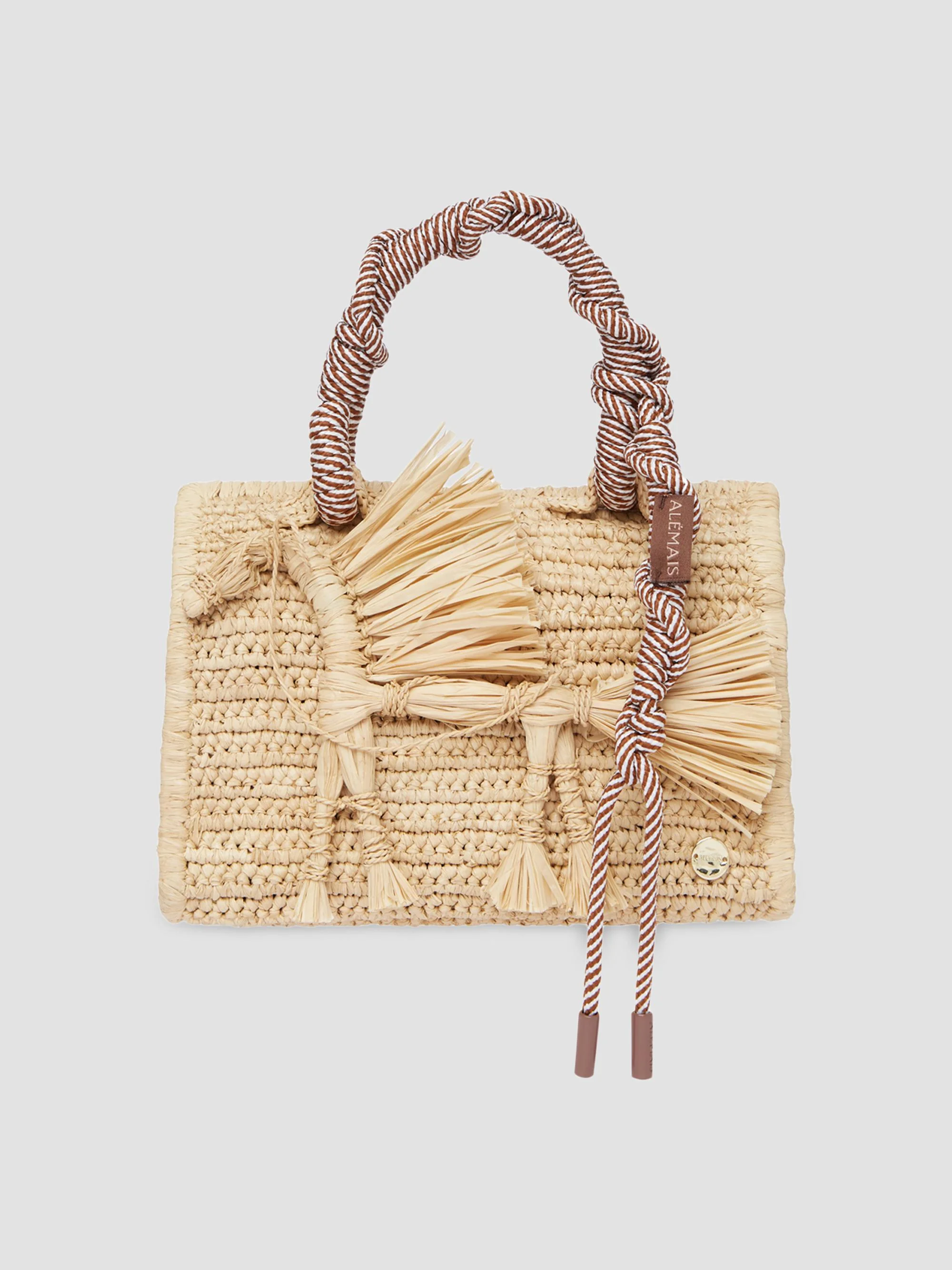 Women's Ace Horse Raffia Box Top Handle Bag - Blonde - 1