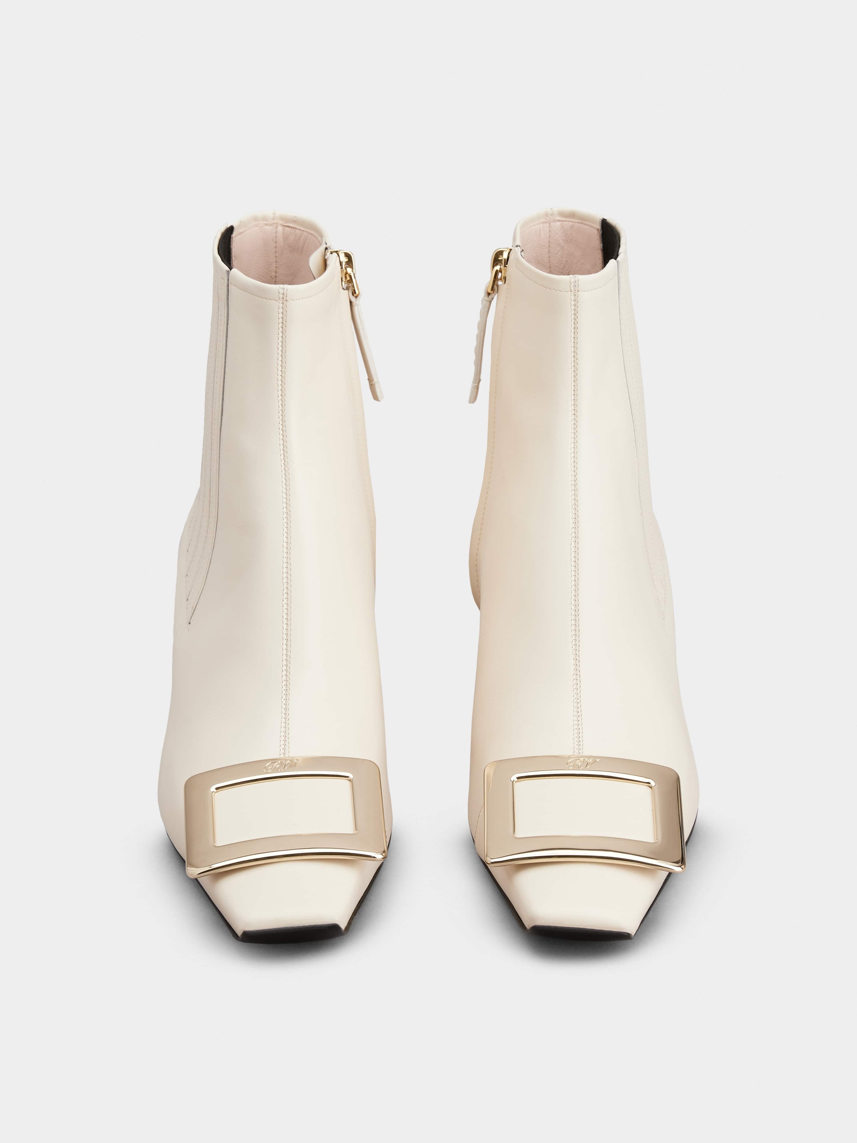 Belle Vivier Metal Buckle Chelsea Ankle Boots in Leather - 7