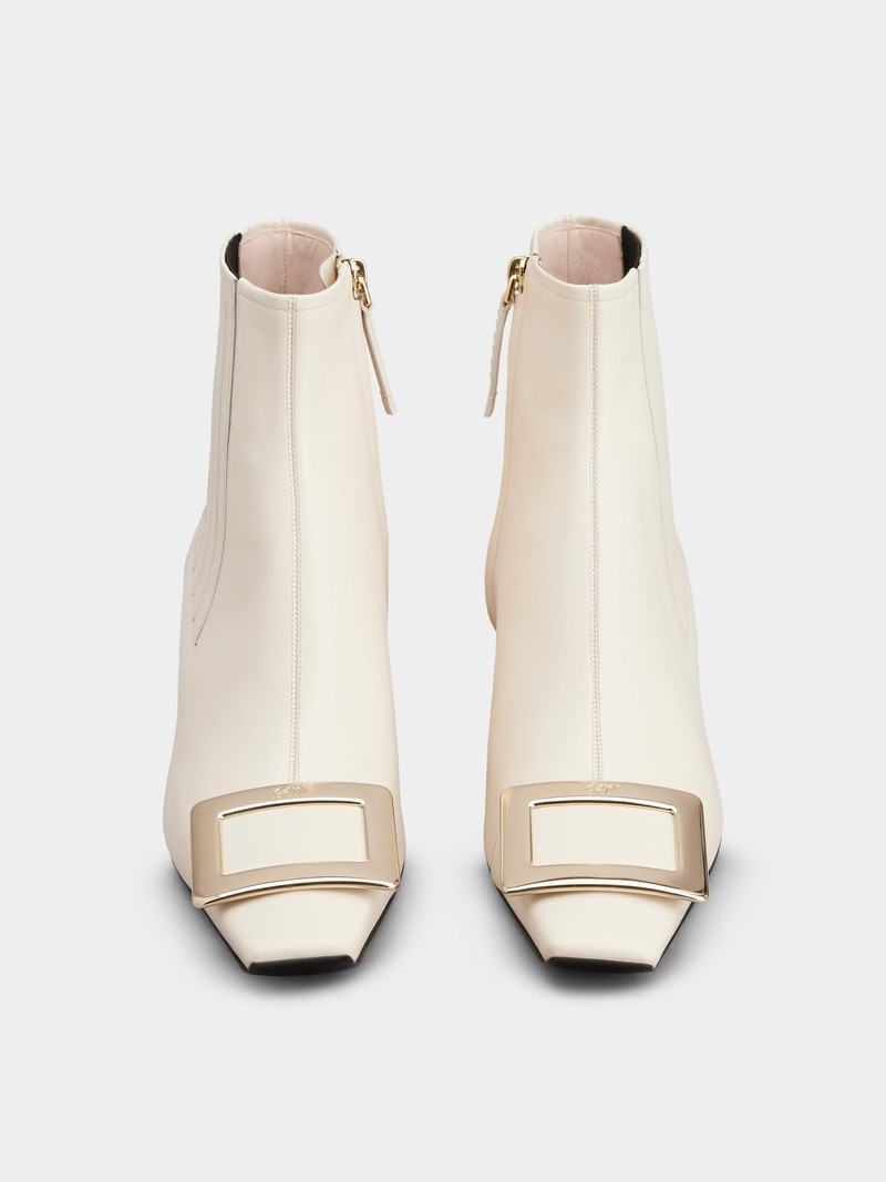 Belle Vivier Metal Buckle Chelsea Ankle Boots in Leather 7