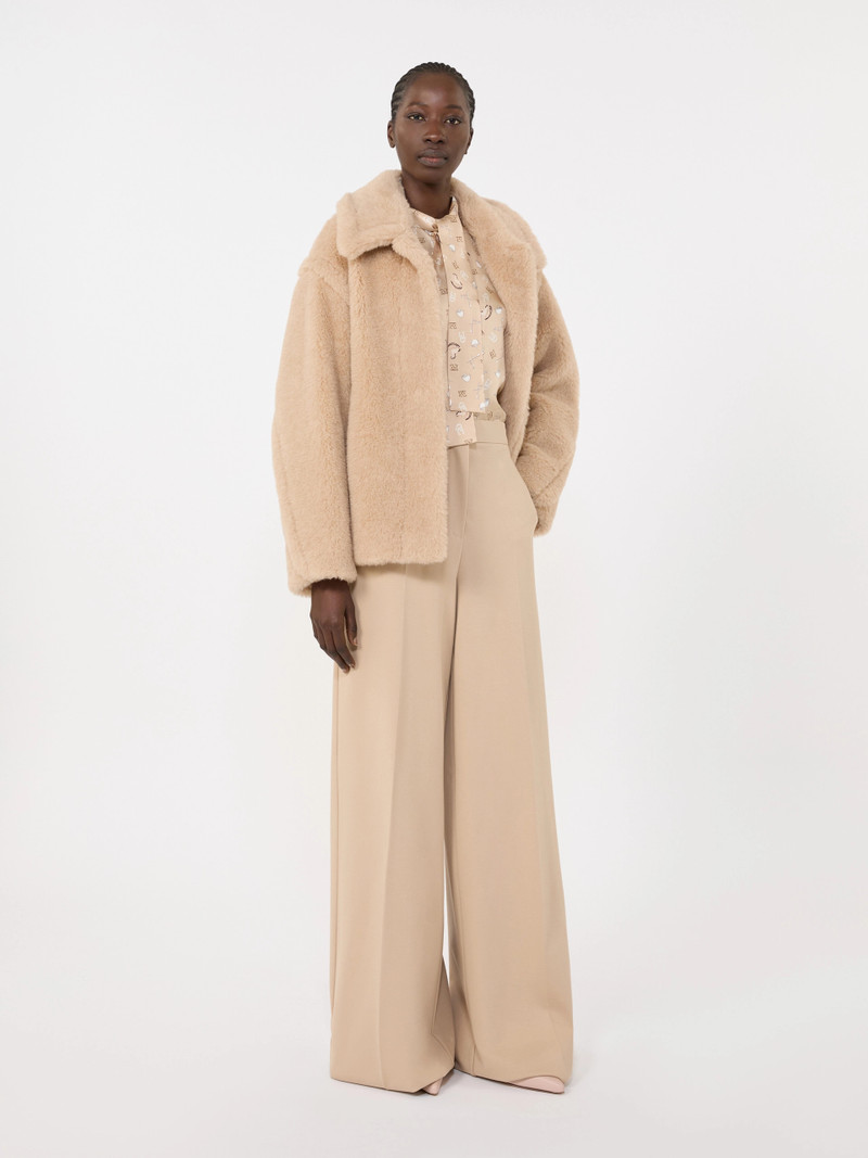 Max Mara TRITONE Cropped Teddy coat in alpaca and wool - ALBINO outlook