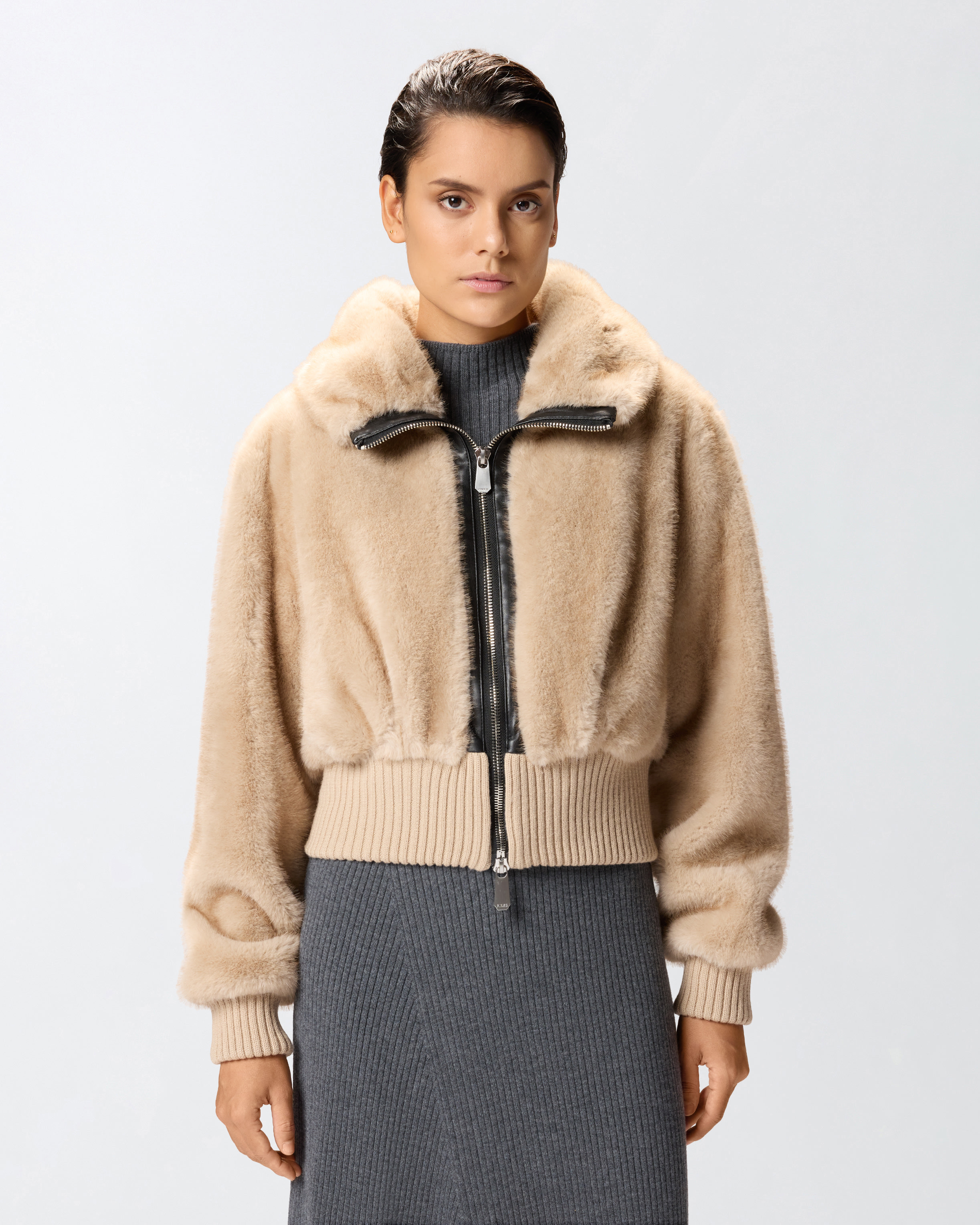 FAUX FUR BOMBER JACKET - 2