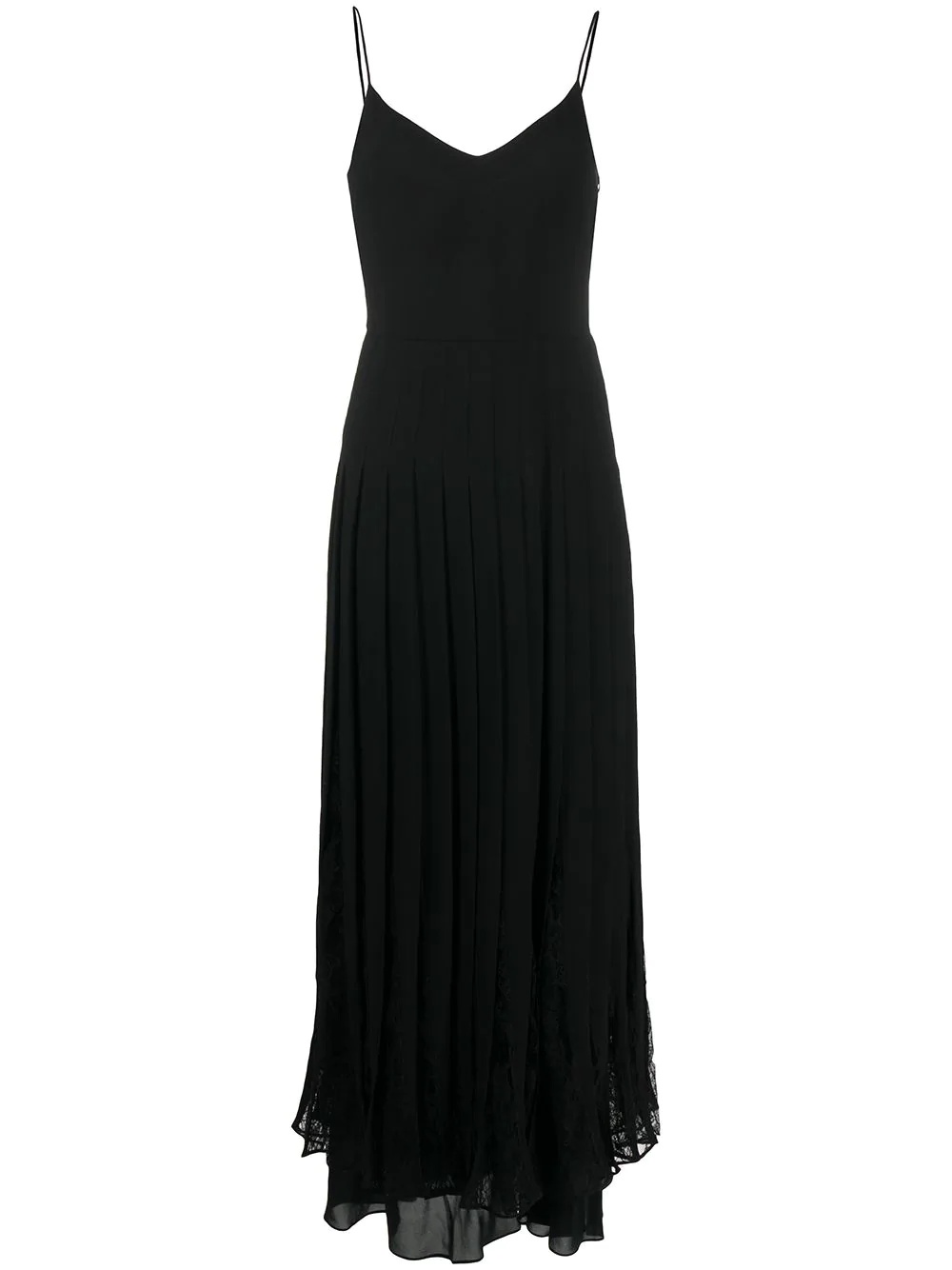 lace-trim V-neck long dress - 1