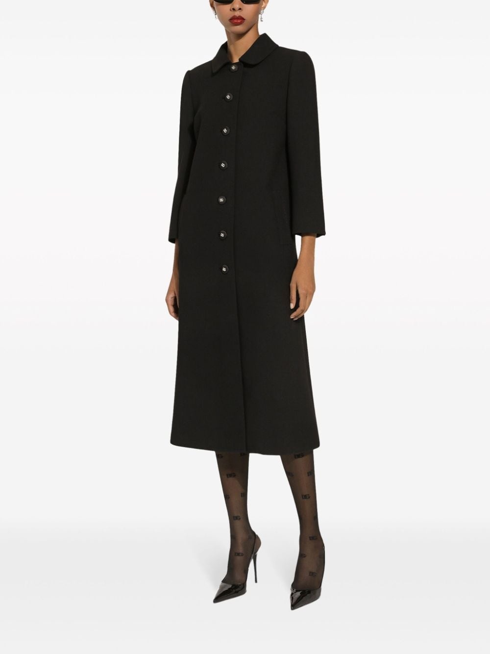 logo-button single-breasted coat - 2