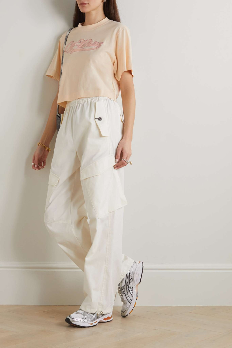 Off-White Cropped appliquéd cotton-jersey T-shirt outlook
