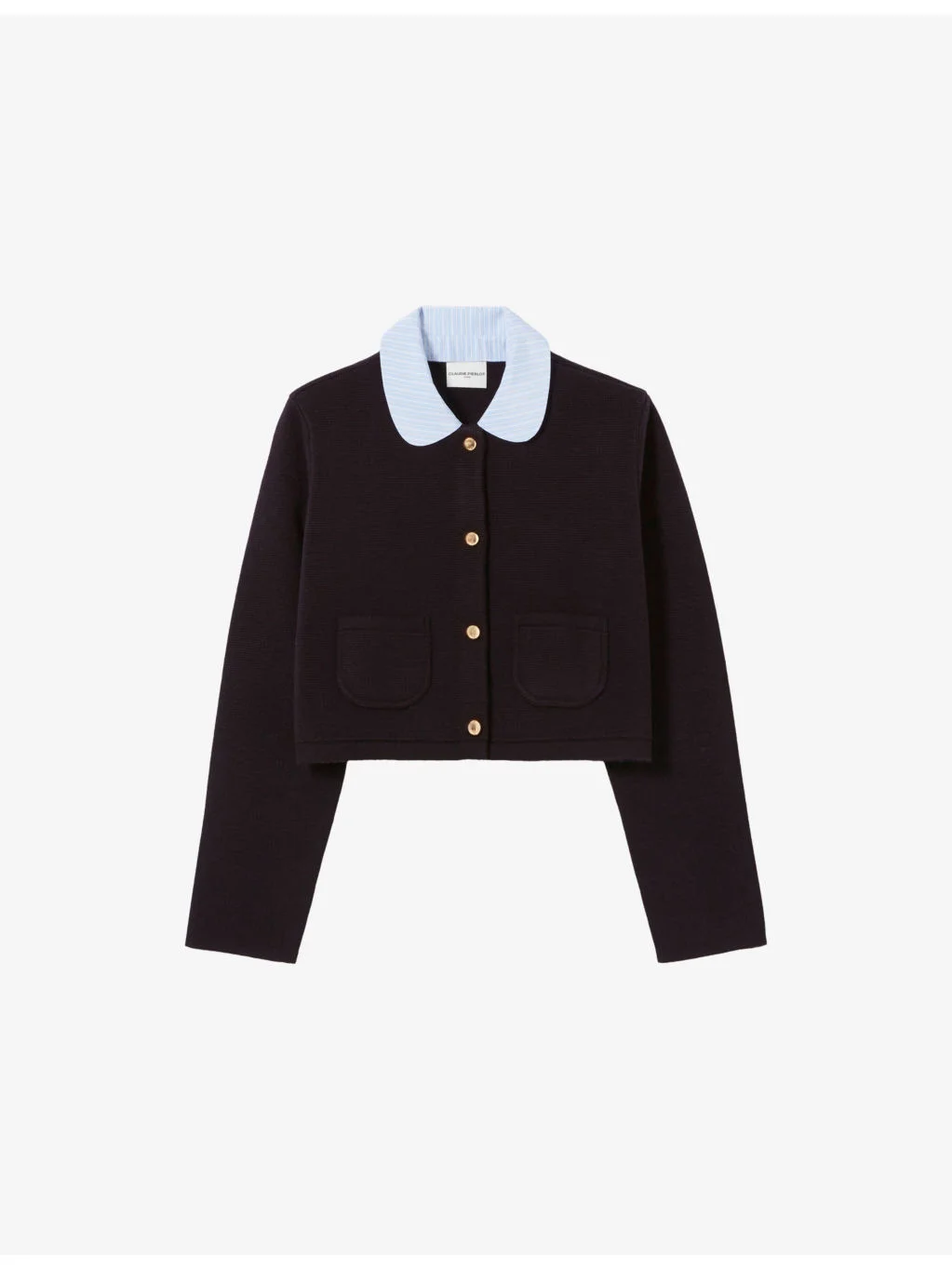 Collared Button-Down Knitted Cardigan - 1