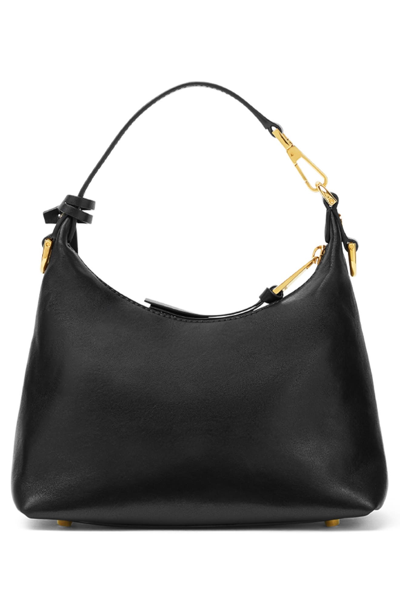 Versace Small Logo Leather Hobo Bag in Black Versace Gold at Nordstrom - 2