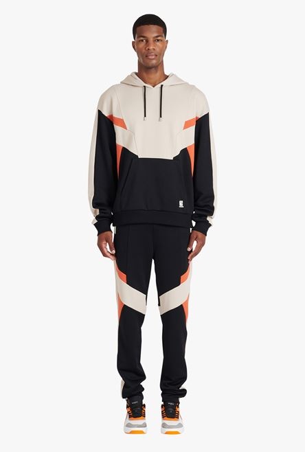 Ivory, black and dark orange cotton sweatshirt - 4