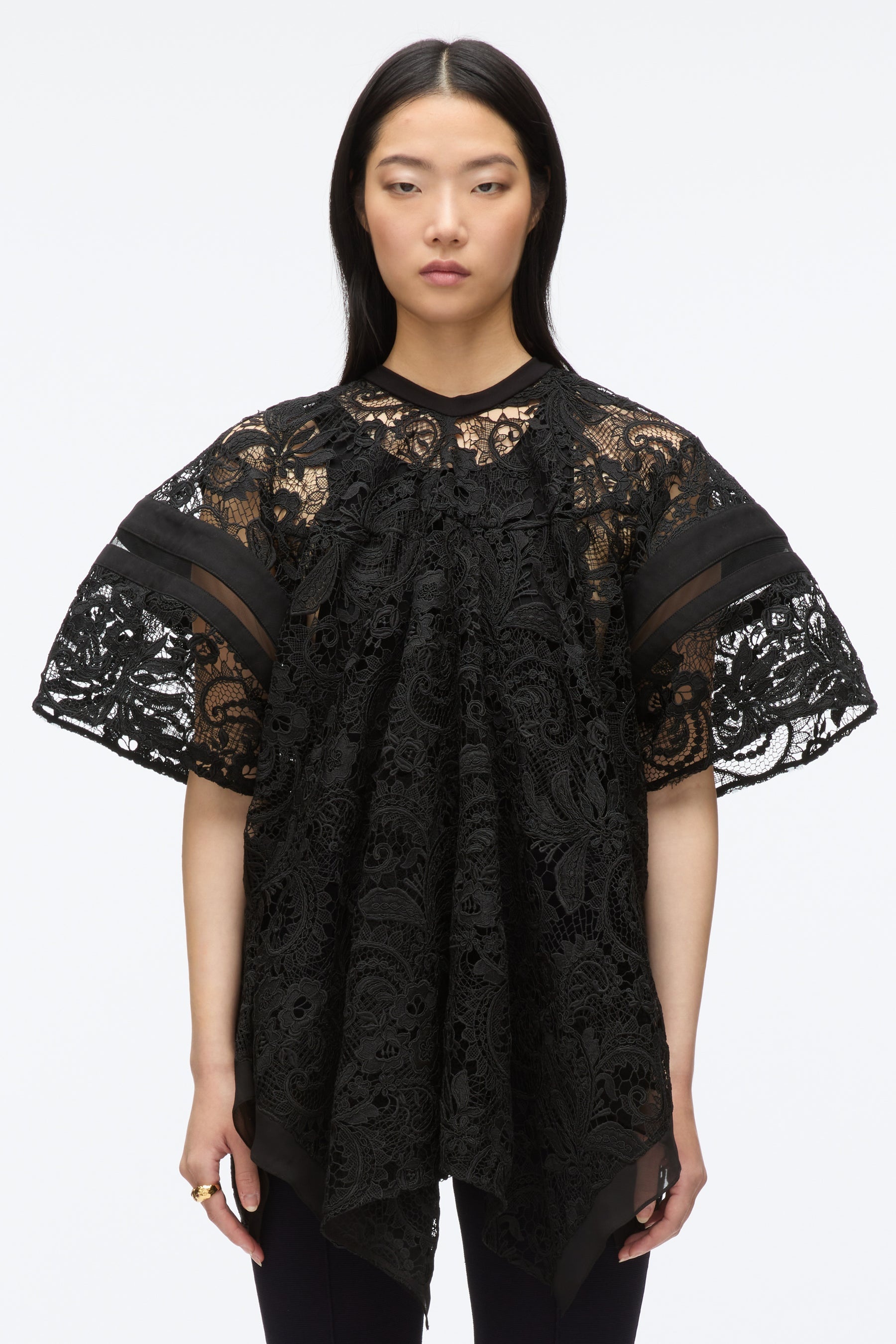 Embroidered Lace Hankerchief Top - 3
