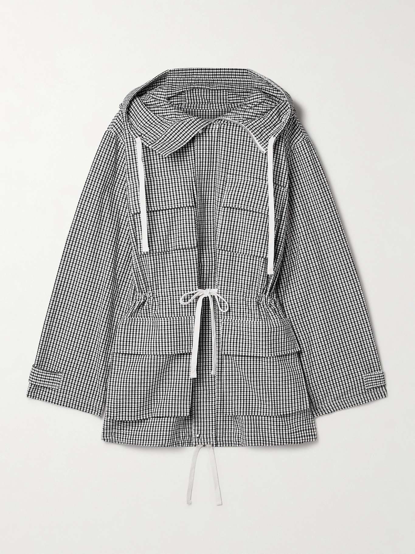 Nina hooded gingham cotton and linen-blend jacket - 1