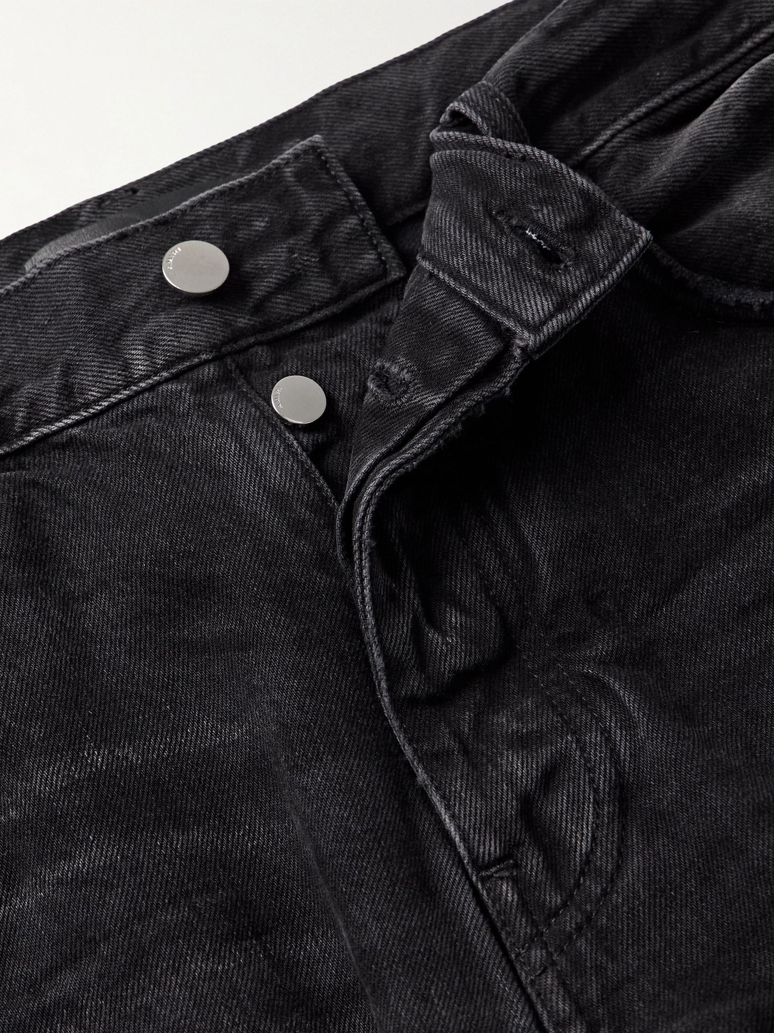 MX1 Straight-Leg Leather-Panelled Distressed Jeans Black - 6