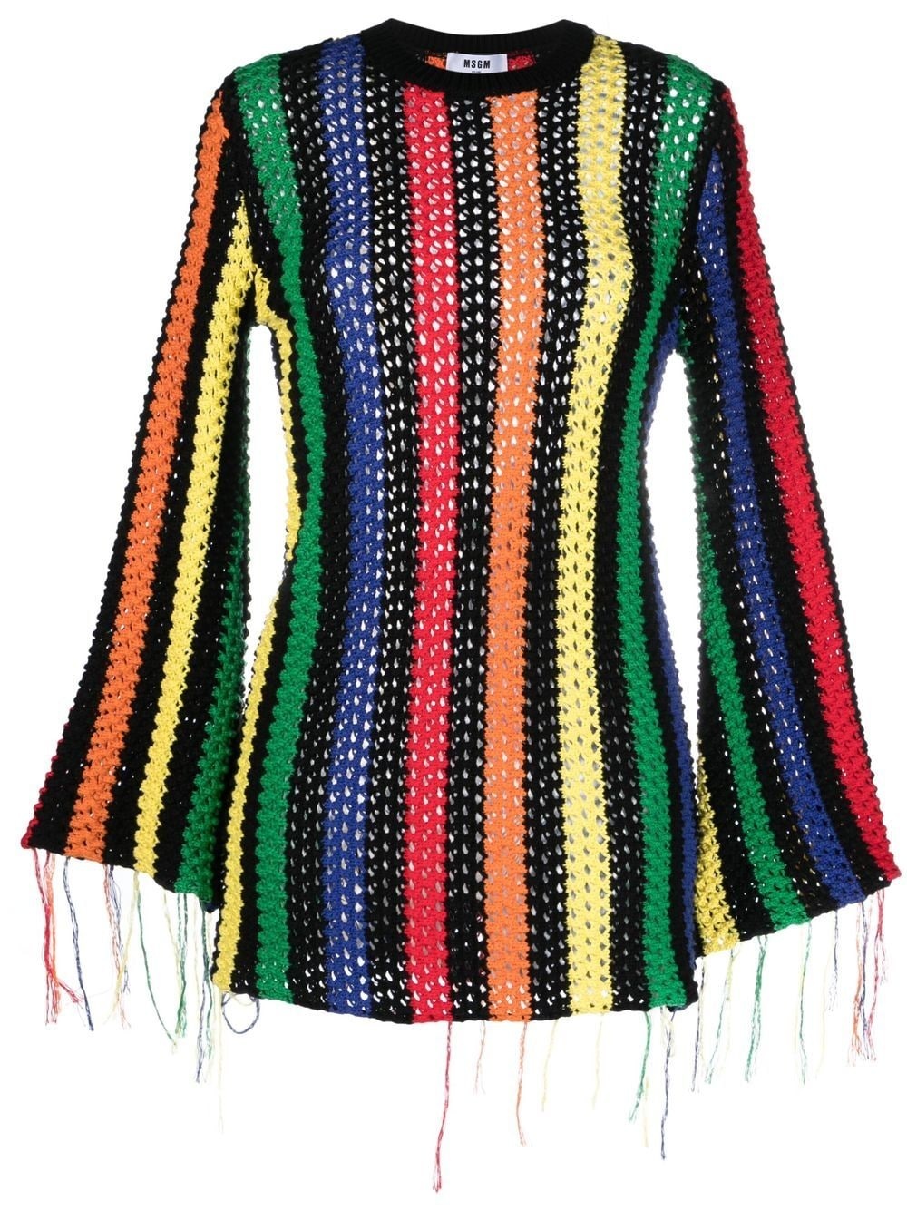 striped crochet fringed jumper - 1