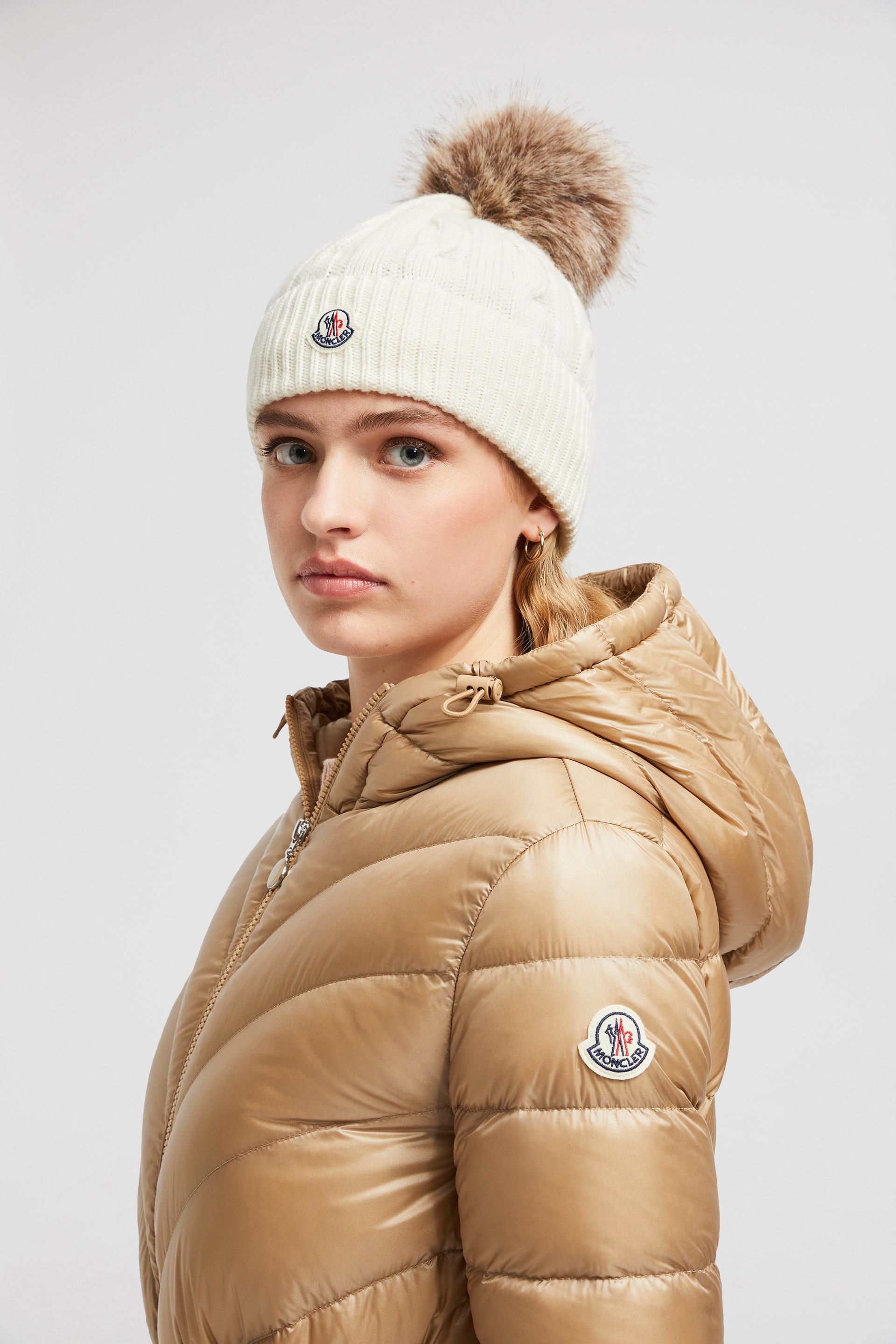 Wool & Cashmere Beanie with Faux Fur Pom Pom - 2