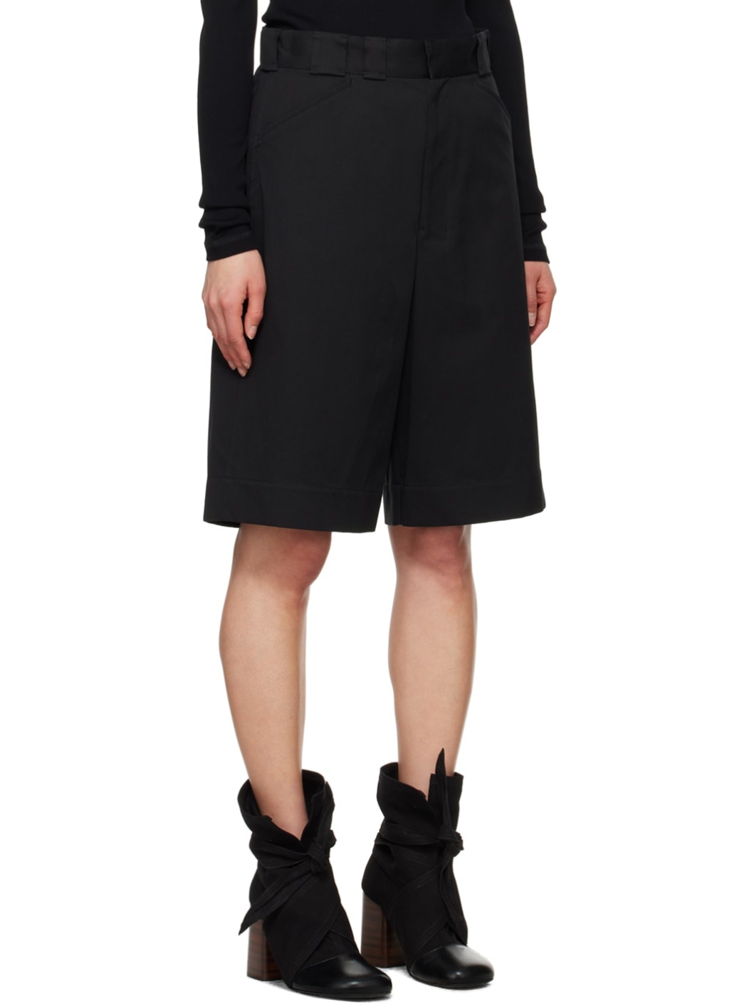 Black Tailored Shorts - 2