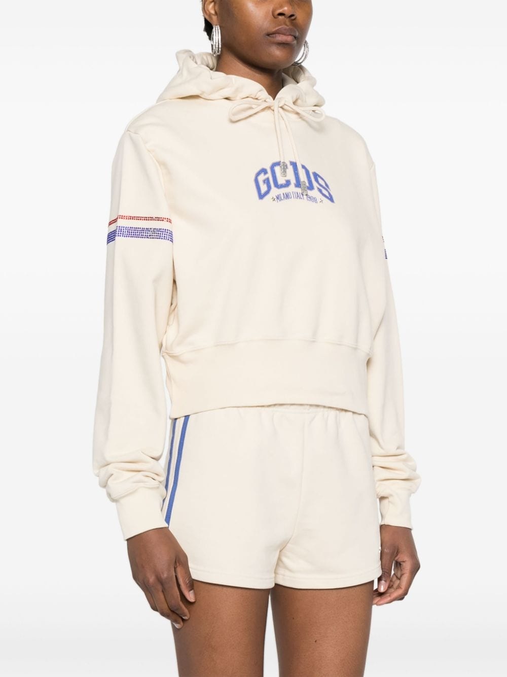 crystal-embellished cropped hoodie - 3