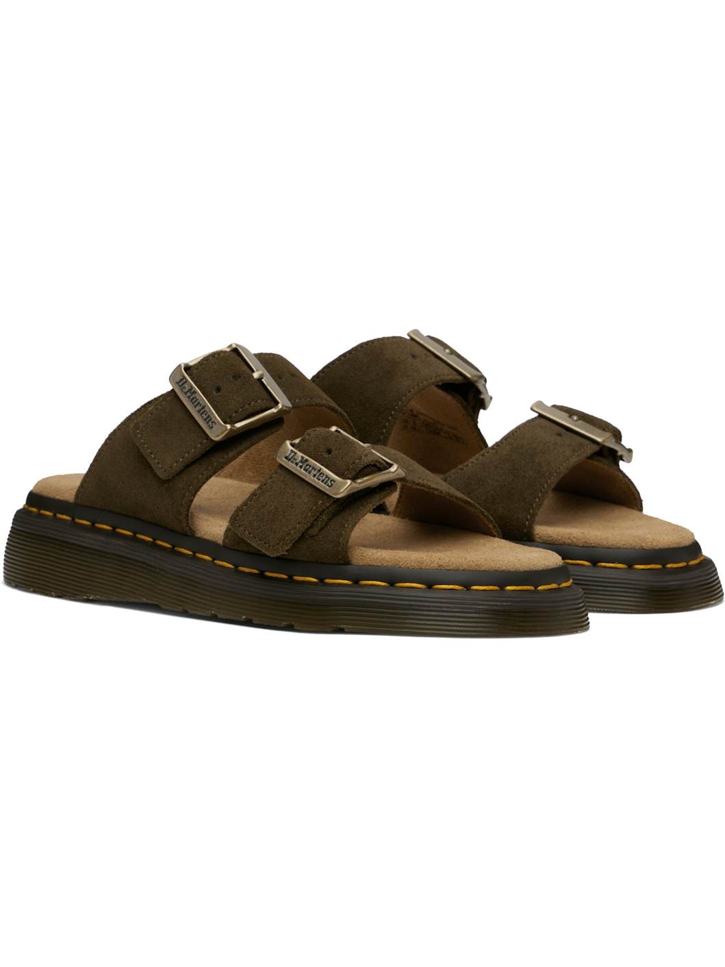 Khaki Josef Suede Slide Sandals - 4