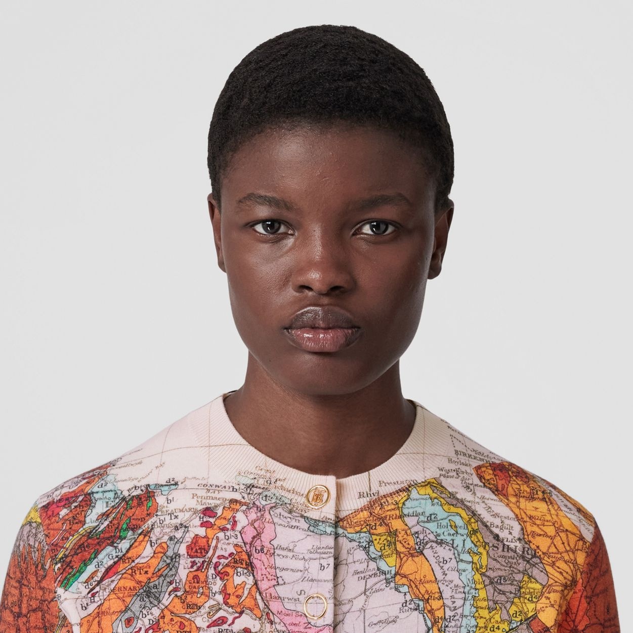 Map Print Cotton Cashmere Blend Cardigan - 3