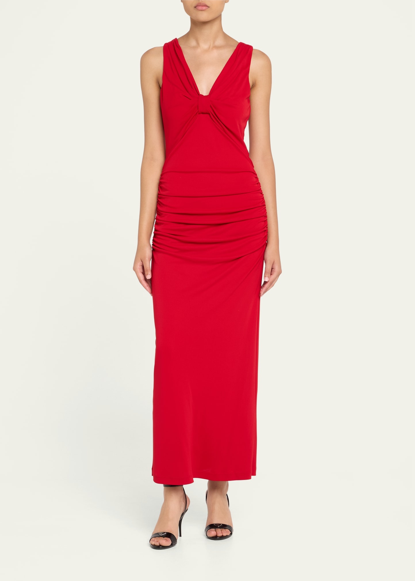 V-Neck Ruched Column Dress - 2