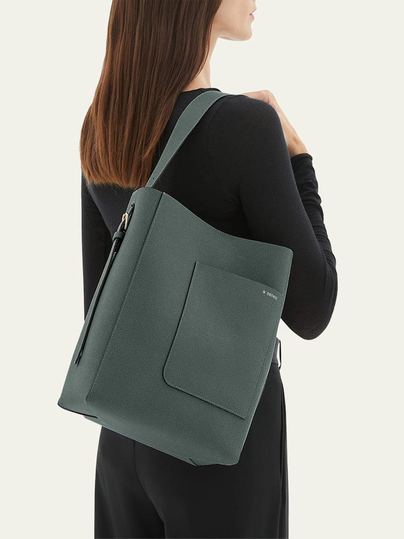 Valextra Secchiello Medium Leather Bucket Bag outlook