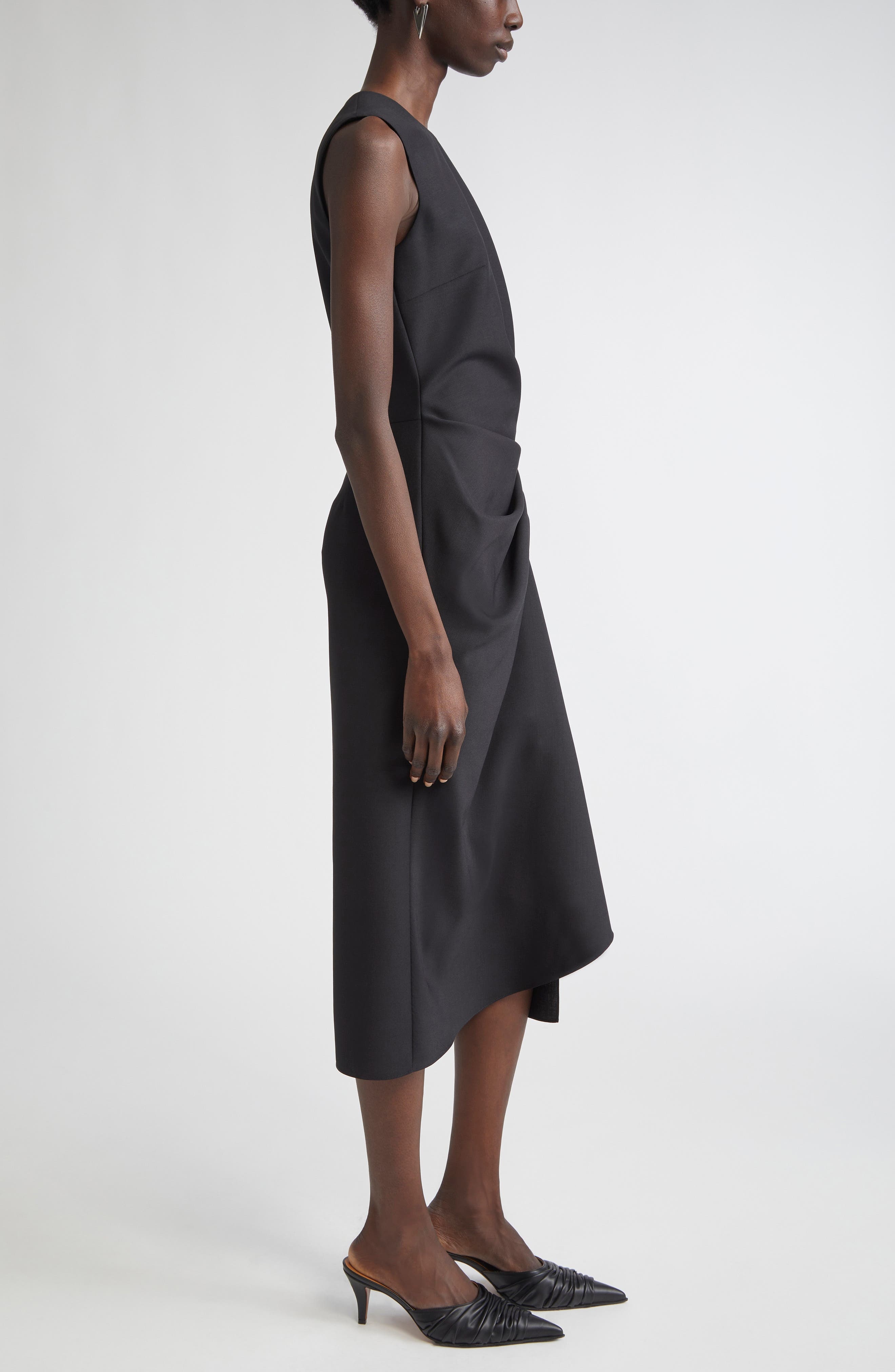 McQueen Twisted Drape Sleeveless Sheath Dress in Black at Nordstrom - 3