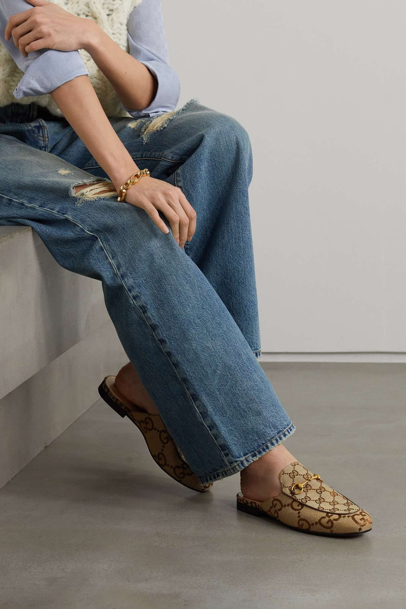 GUCCI Princetown horsebit-detailed leather slippers outlook