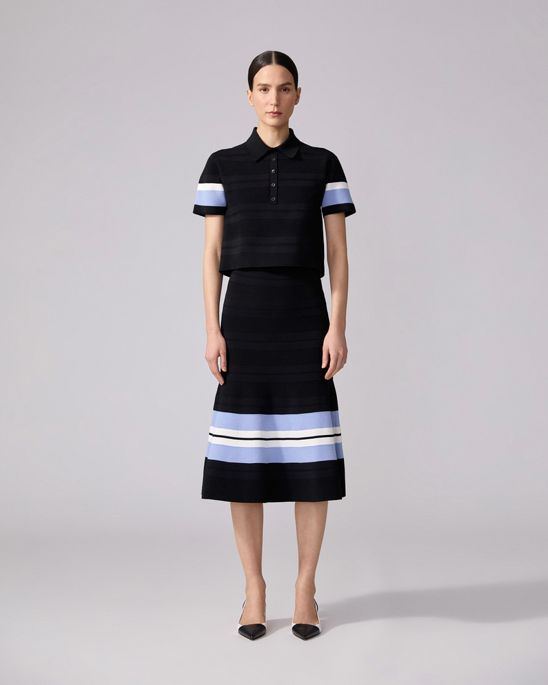 CAROLINA HERRERA Striped Knit Polo Shirt outlook