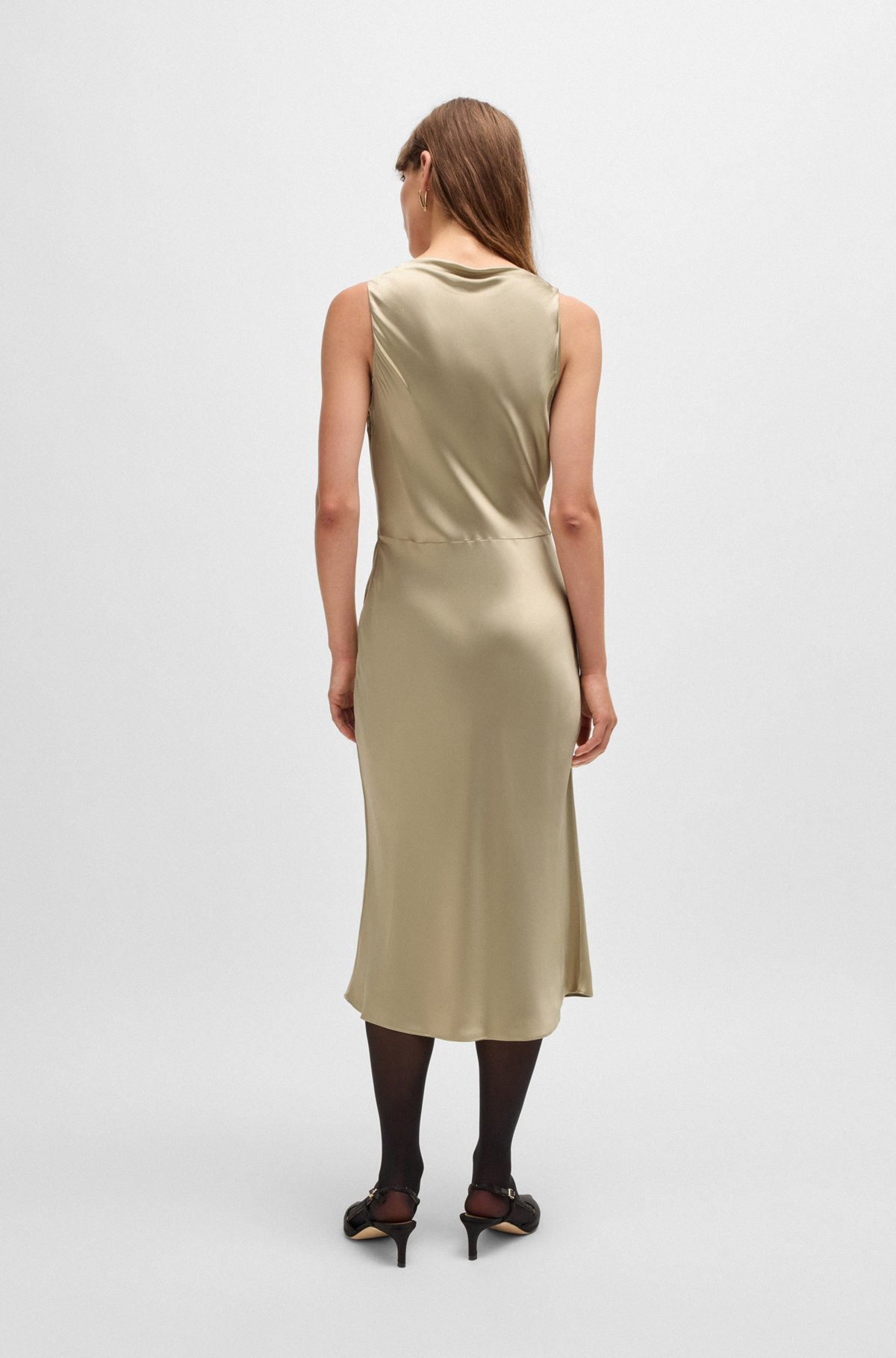 COWL-NECK DRESS IN FLUENT SATIN WITH COWL NECKLINE - 4