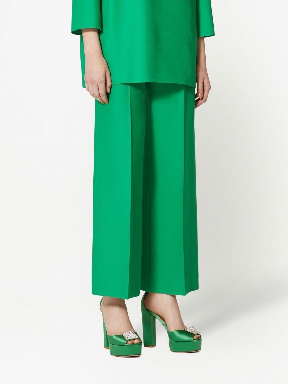 wide-leg wool-silk trousers - 3