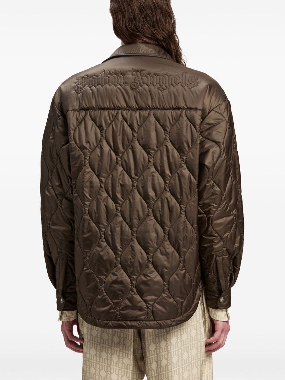 logo-embroidered quilted jacket - 5
