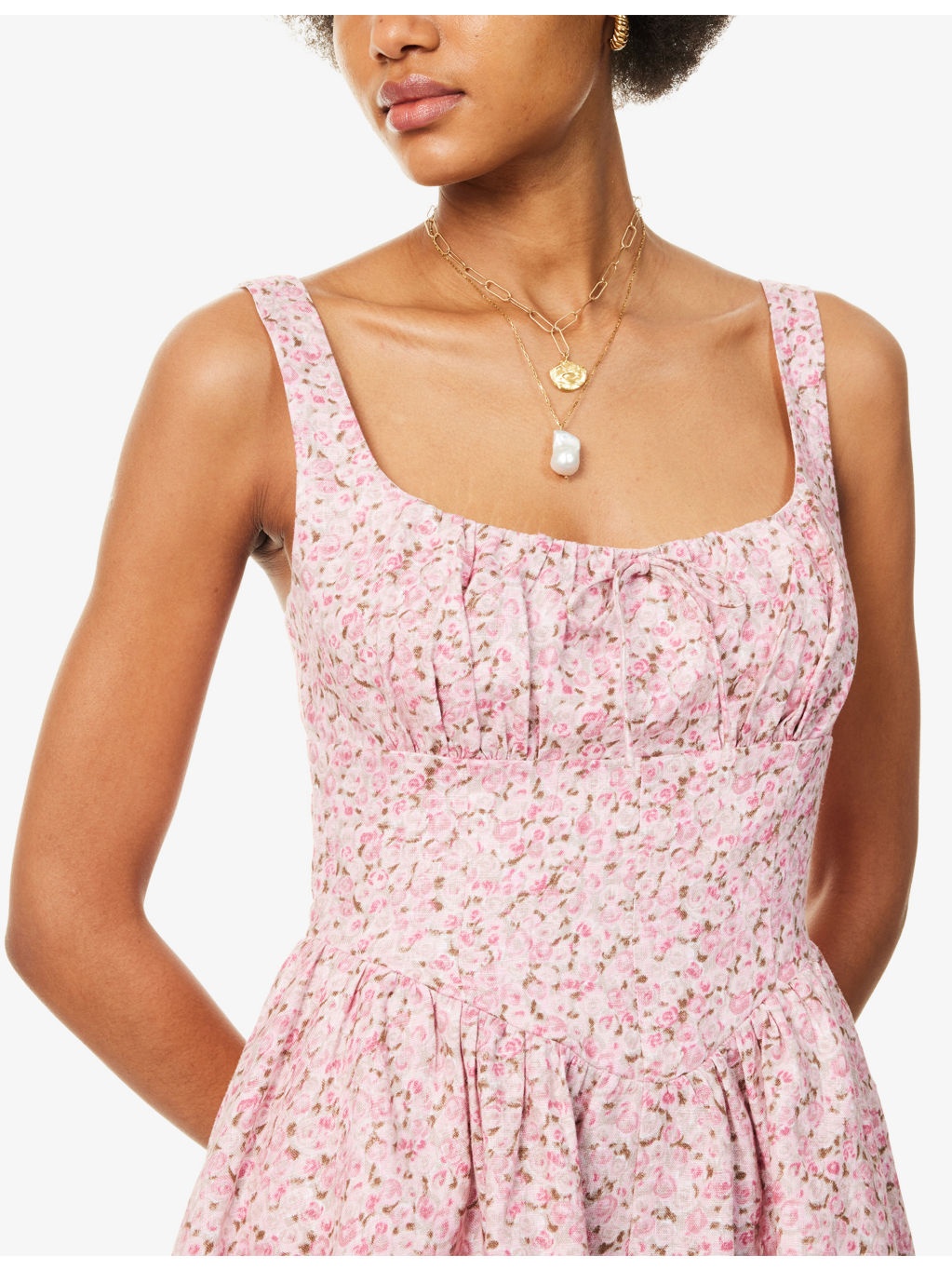 Daria Floral Linen Mini Dress - 5