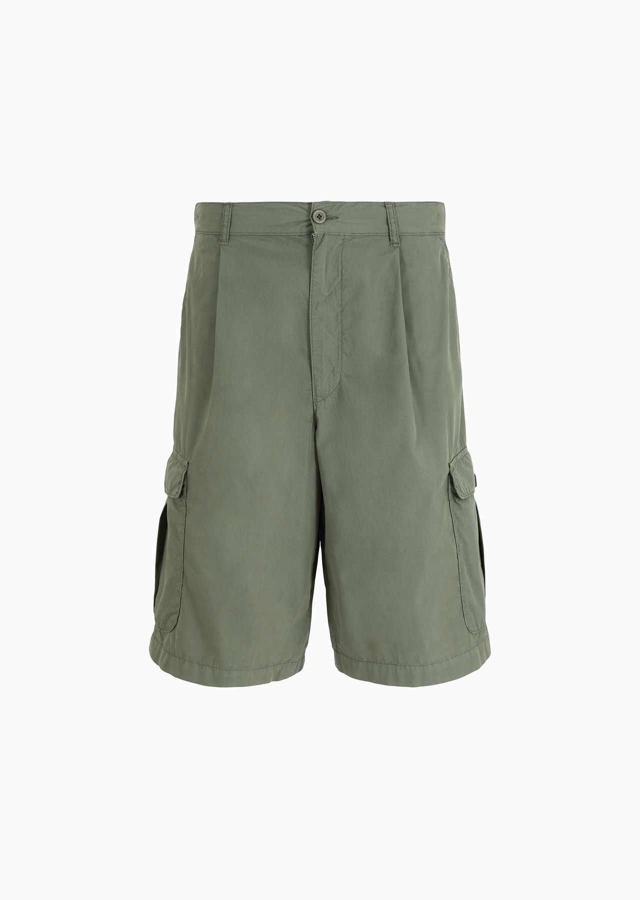 Emporio Armani Sustainability Values Capsule Collection garment-dyed organic poplin cargo Bermuda sh - 1