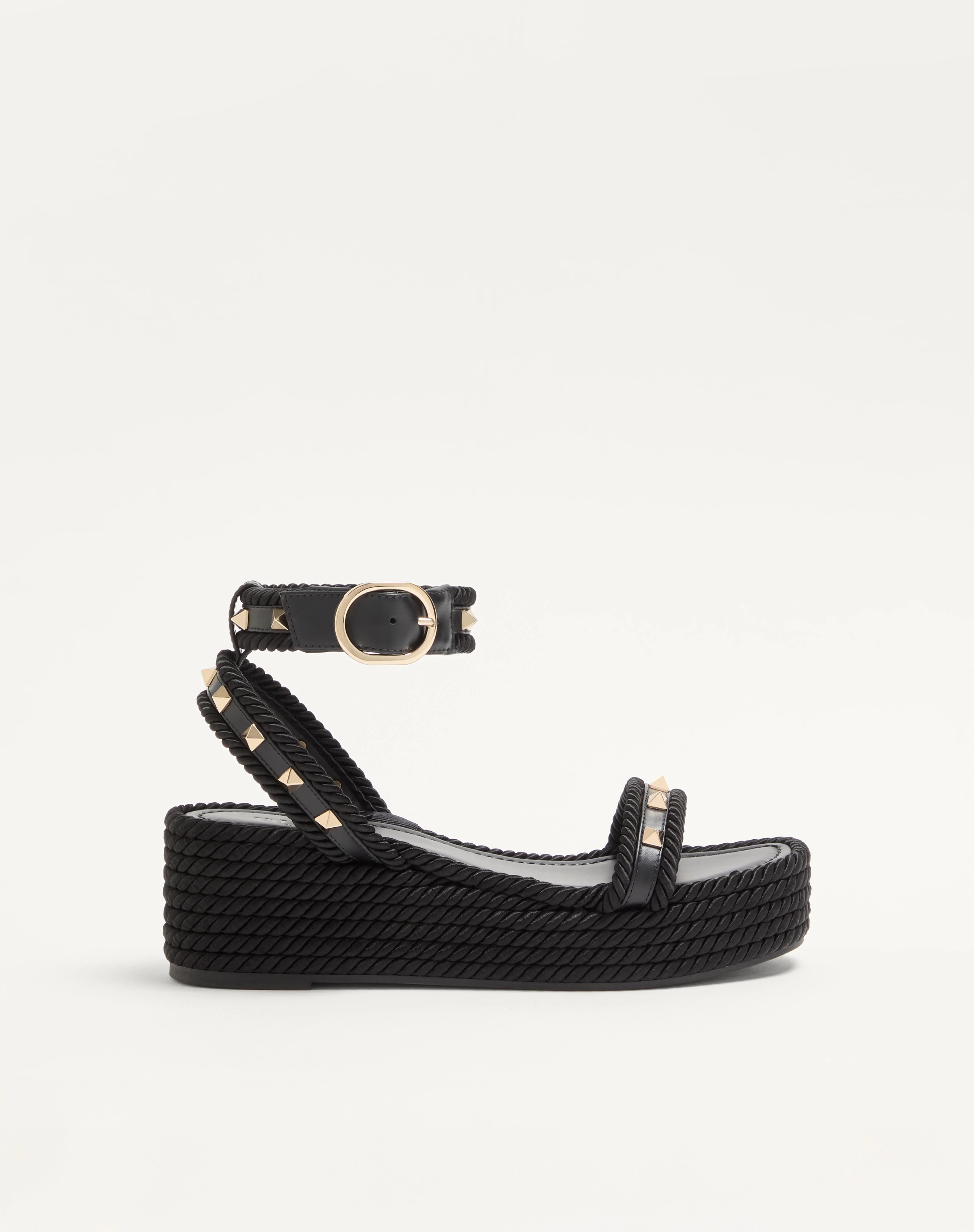 ROCKSTUD FLATFORM SANDAL IN CALFSKIN 45MM - 1