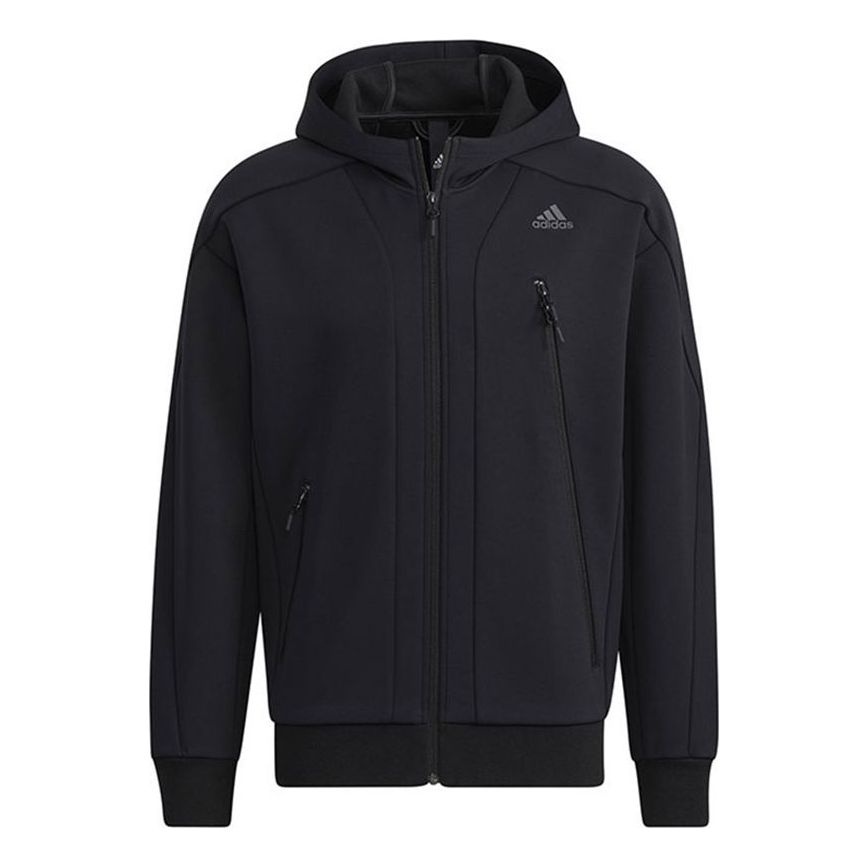 adidas Sports hooded casual Jacket Black H39237 - 1