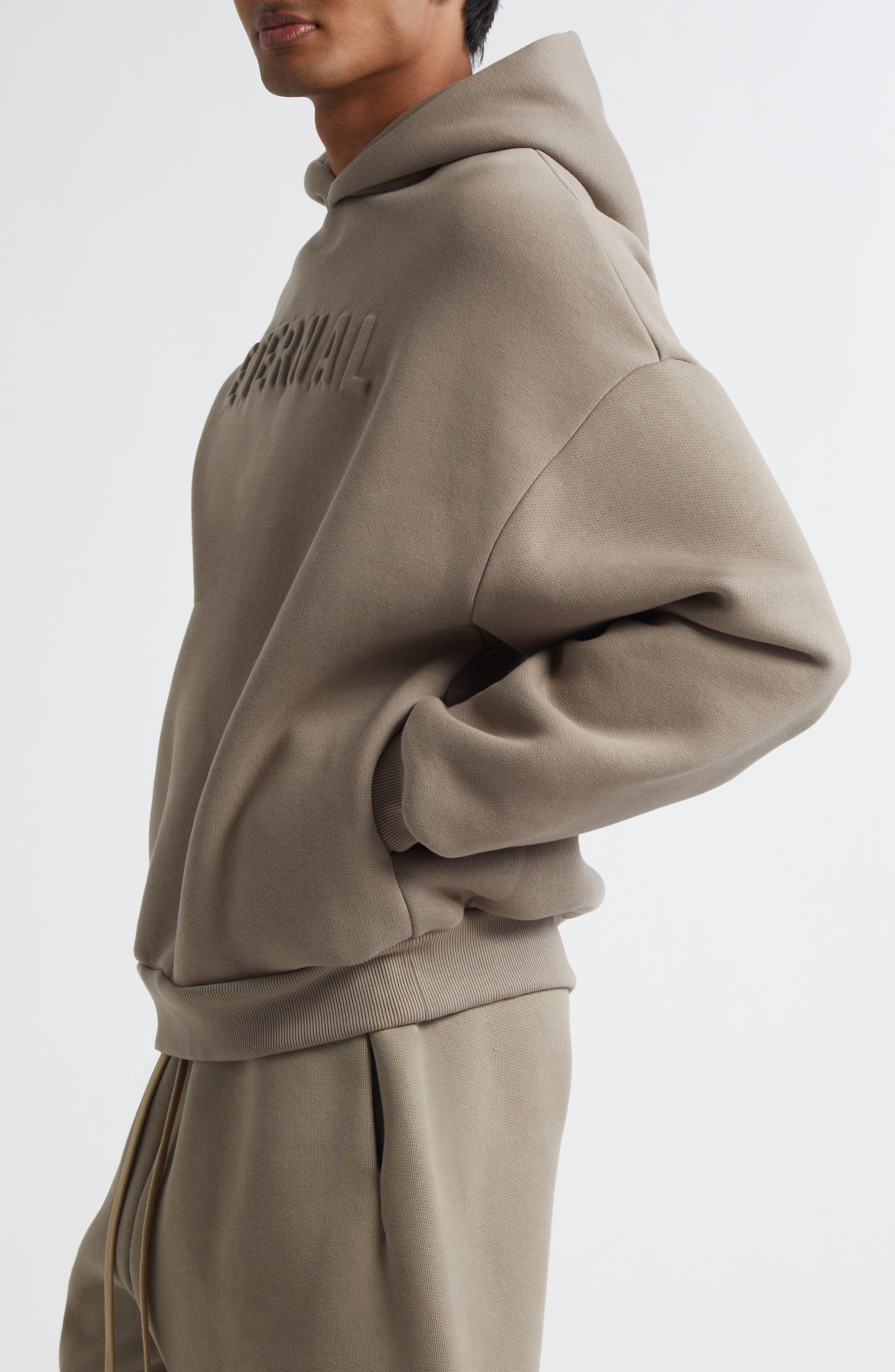 Fear of God Eternal Embossed Logo Hoodie in Dusty Beige at Nordstrom - 4