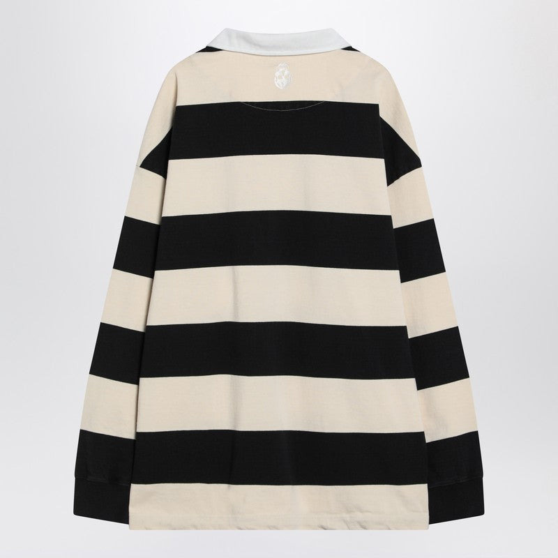 Alexander McQueen Striped Polo Shirt Black/Ivory - 2