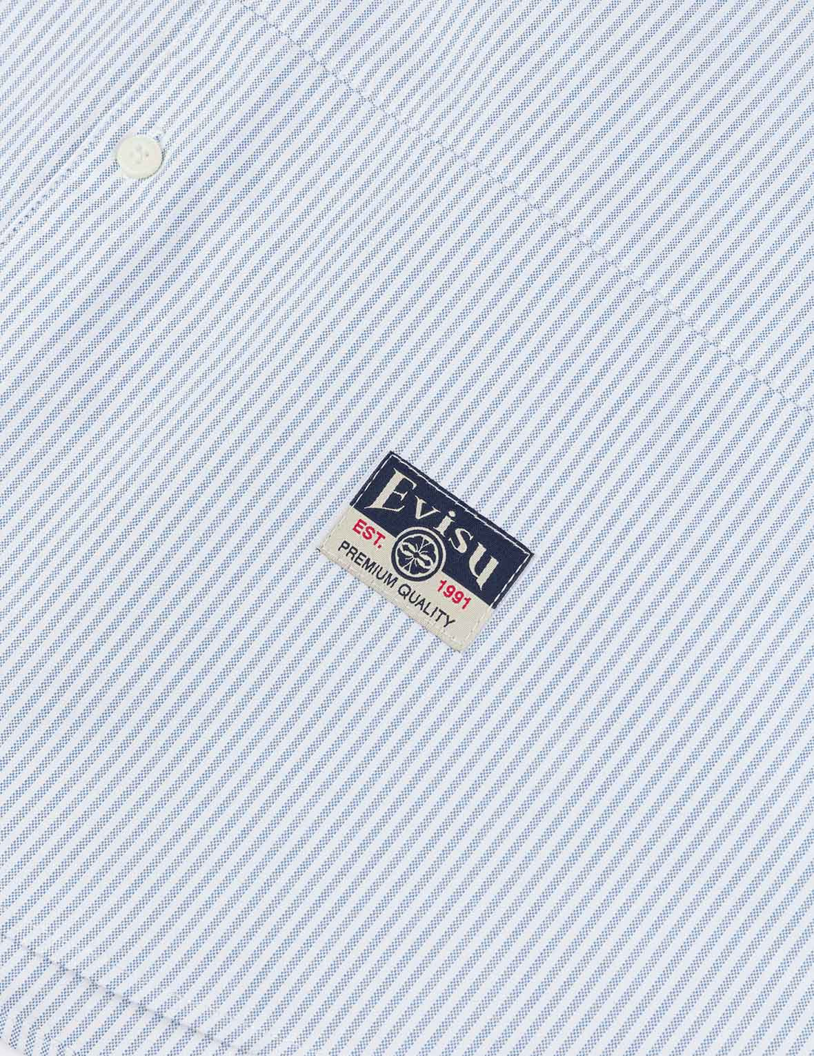Deconstructed Seagull Embroidery Relax Fit Striped Shirt - 8