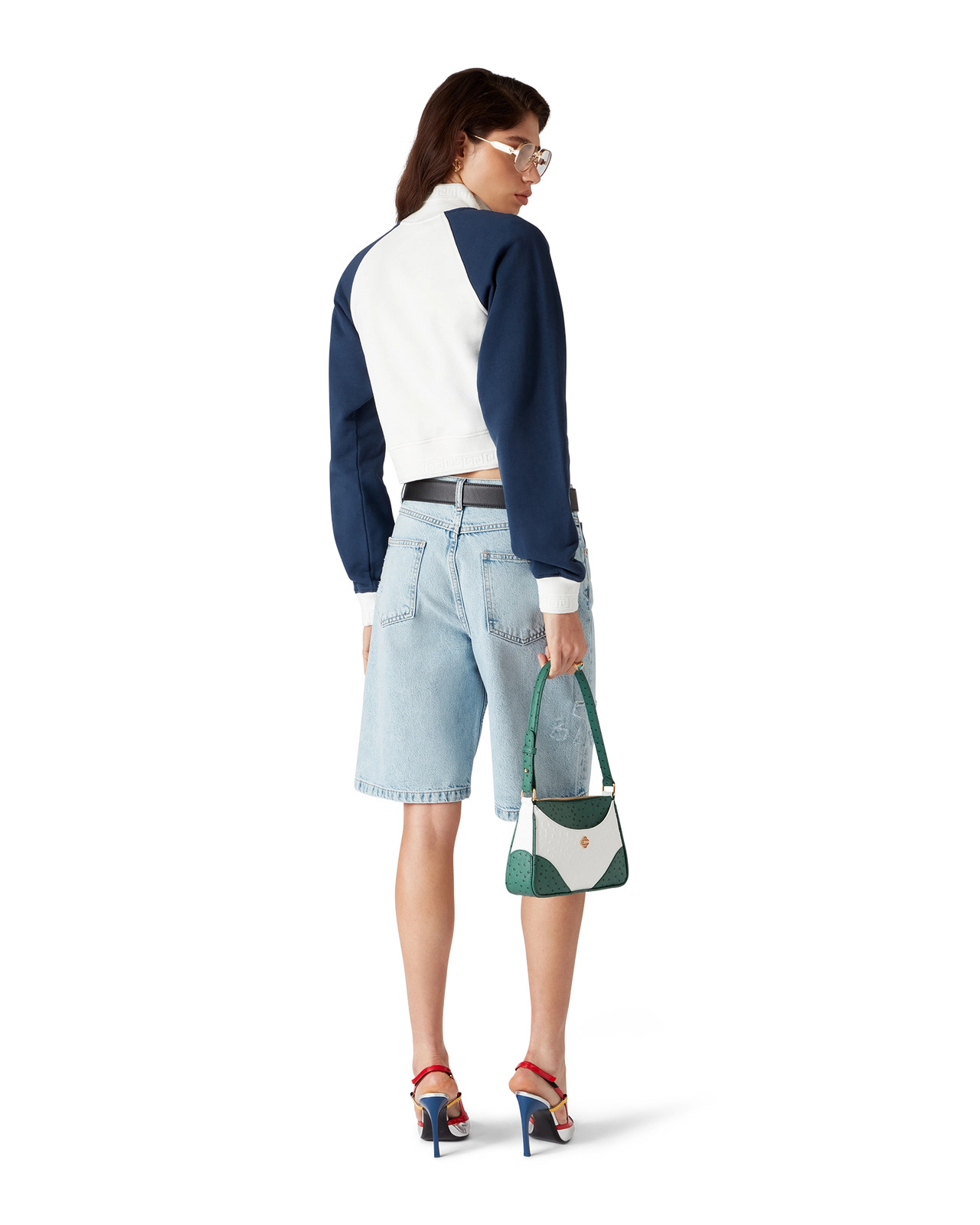 Colourblock Quarter Zip Cropped Sweatshirt | Casablanca Paris - 3