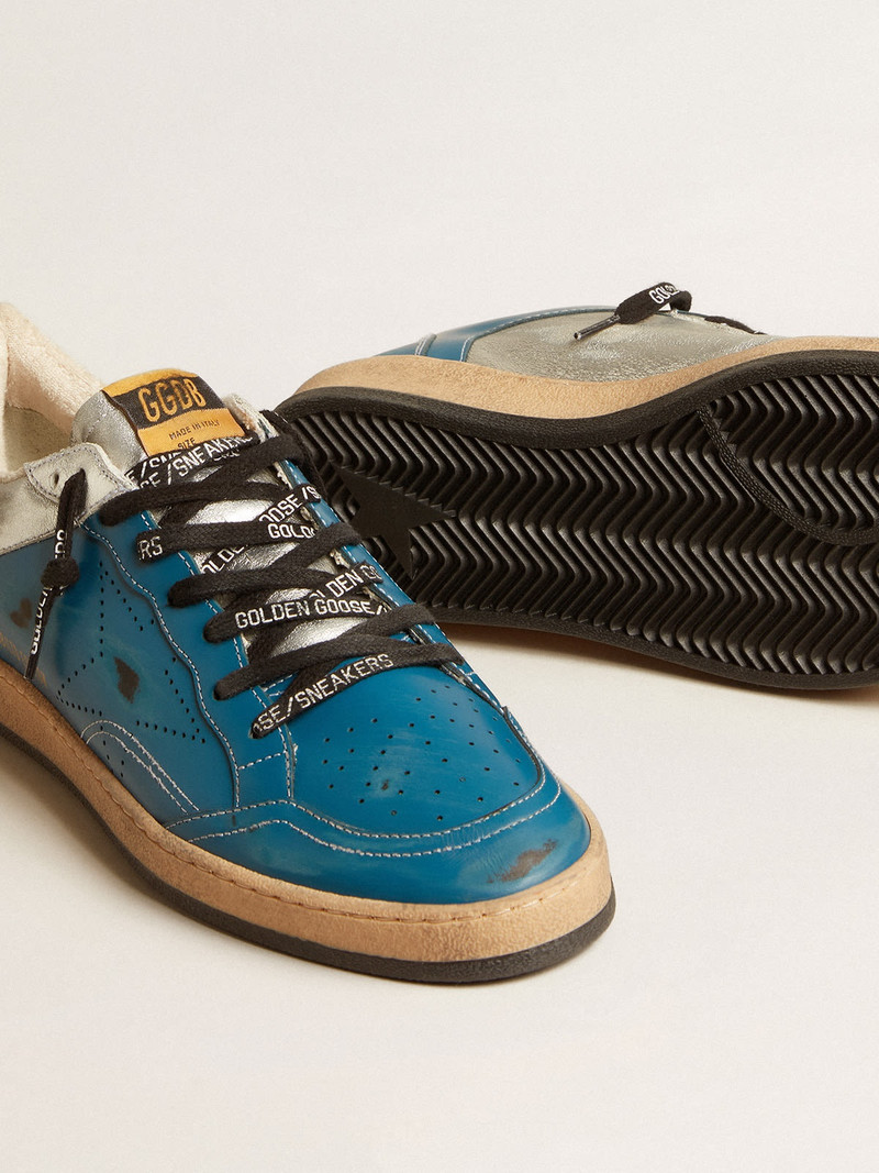 Ball Star LAB in glossy blue and silver leather with perforated star 3