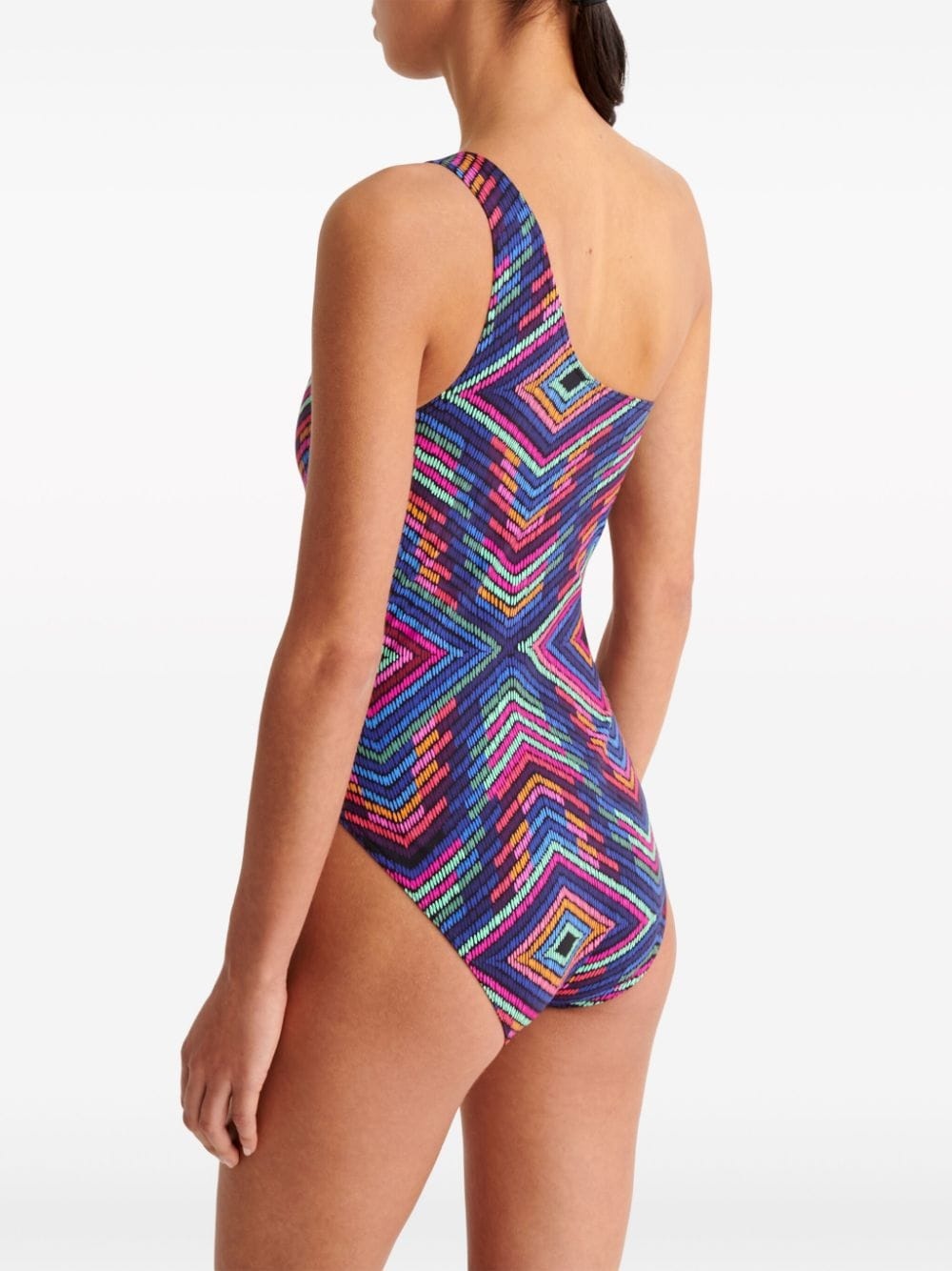 Multicolore one-shoulder swimsuit - 5