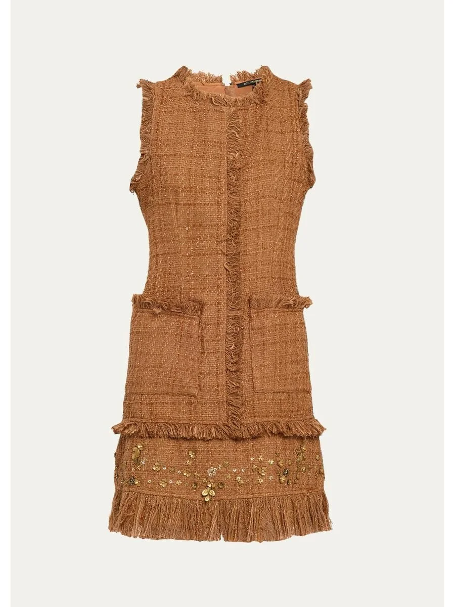 Rives Sequin-Embellished Tweed A-Line Mini Dress - 1