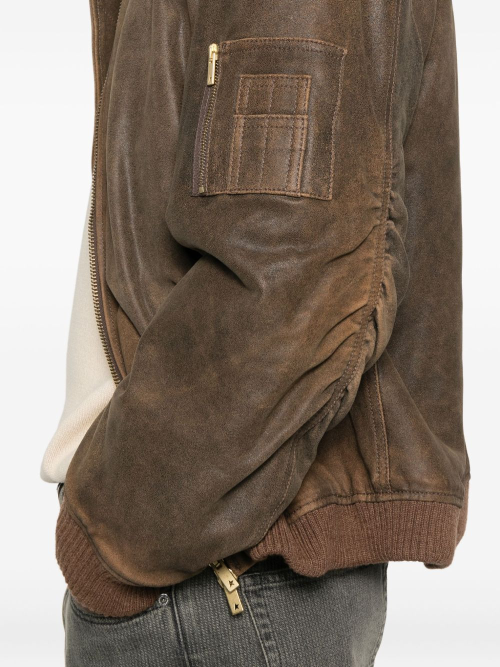 zip-fastening leather jacket - 5