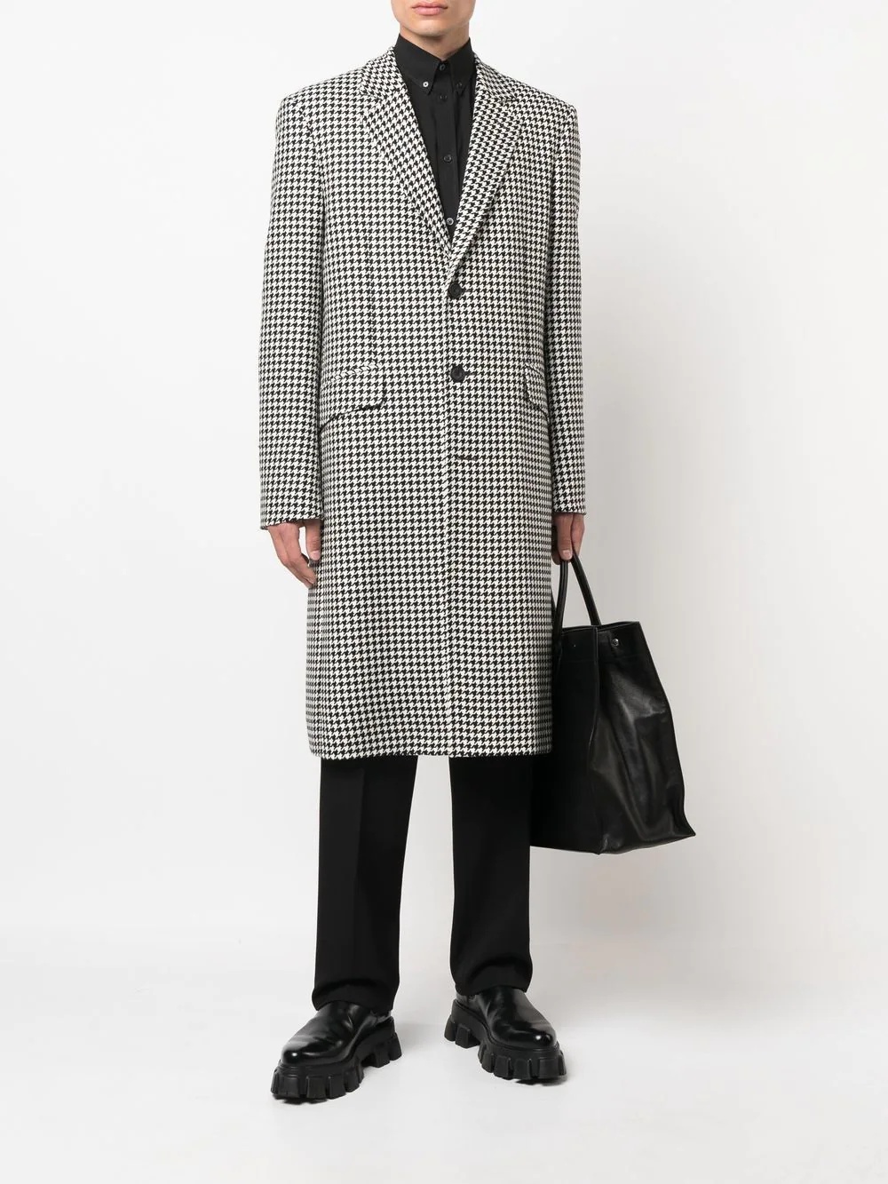 houndstooth single-breasted coat - 2