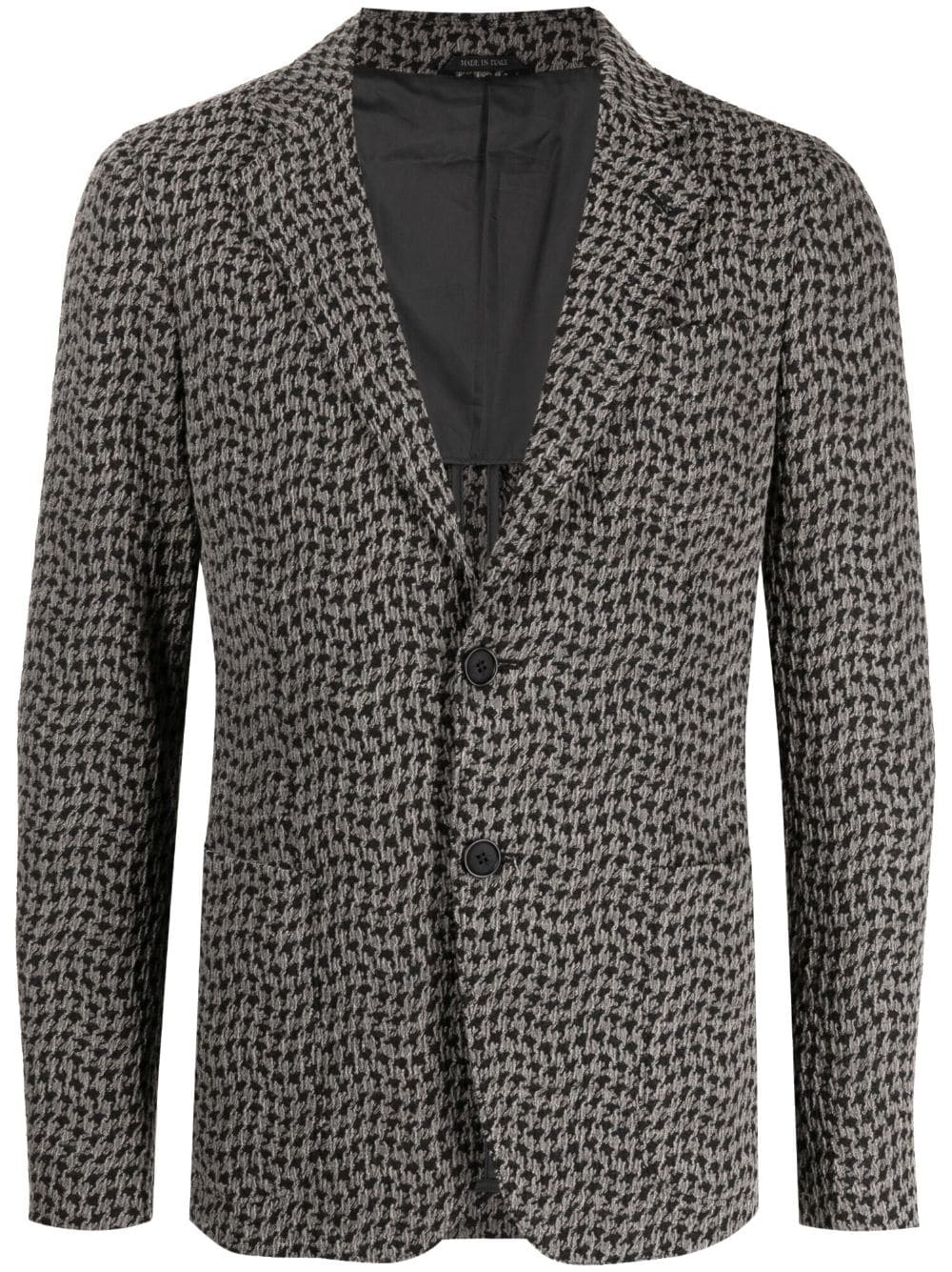 houndstooth-pattern single-breasted blazer - 1