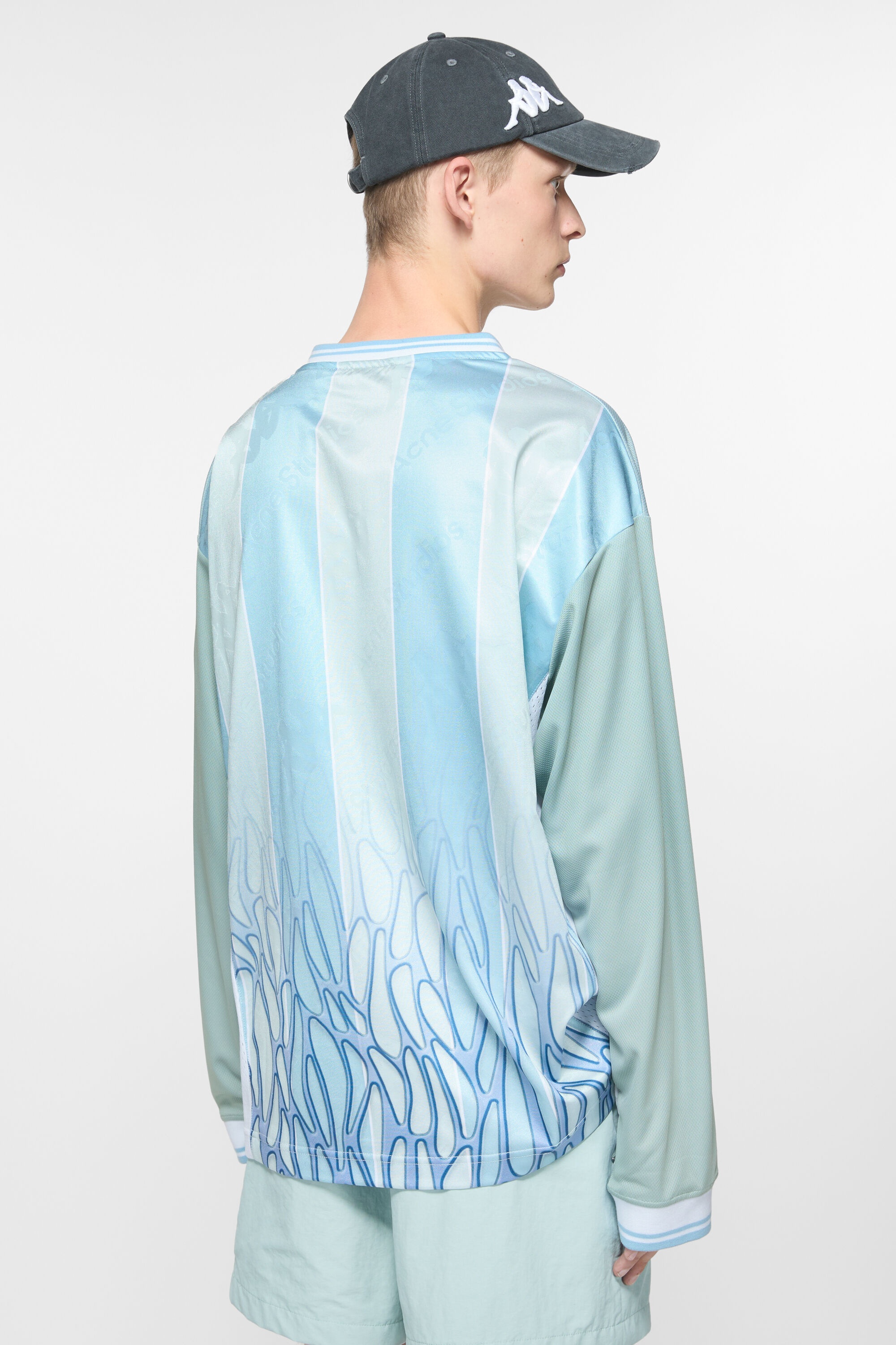 Logo t-shirt - Acne Studios x Kappa - Grey/light blue - 3