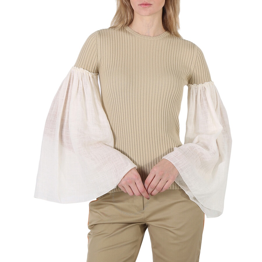 Chloe Ladies Iconic Milk Ribbed Wool Sweater - 3