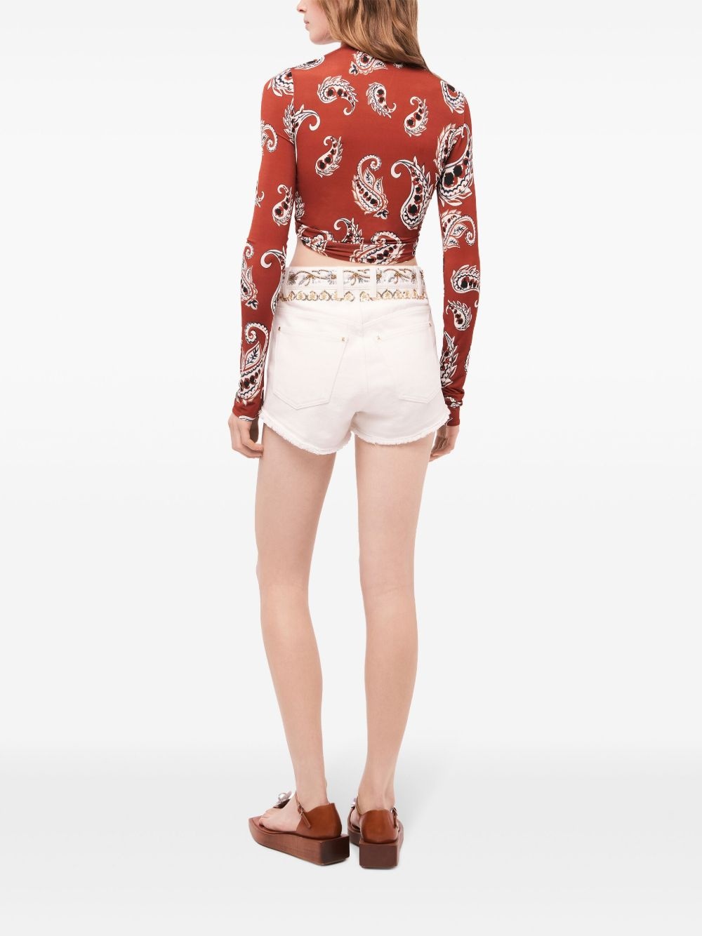 embroidered denim shorts - 3