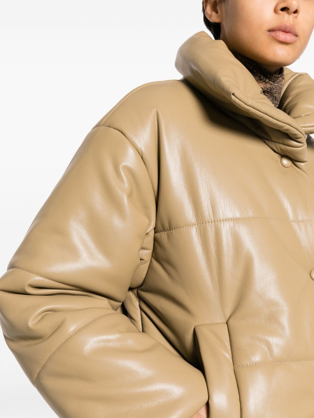 faux-leather puffer jacket - 5