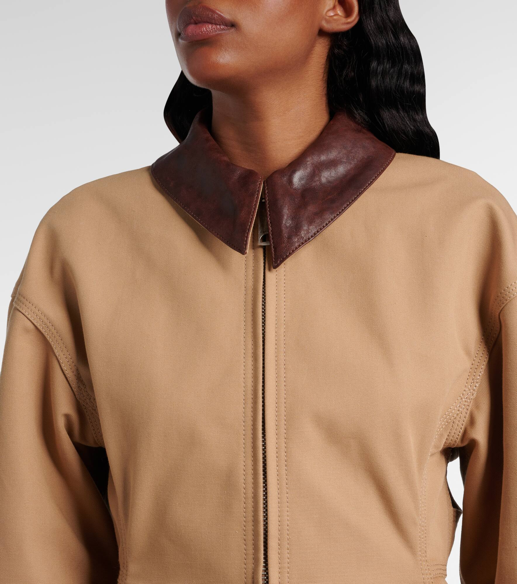 Leather-trimmed canvas jacket - 4