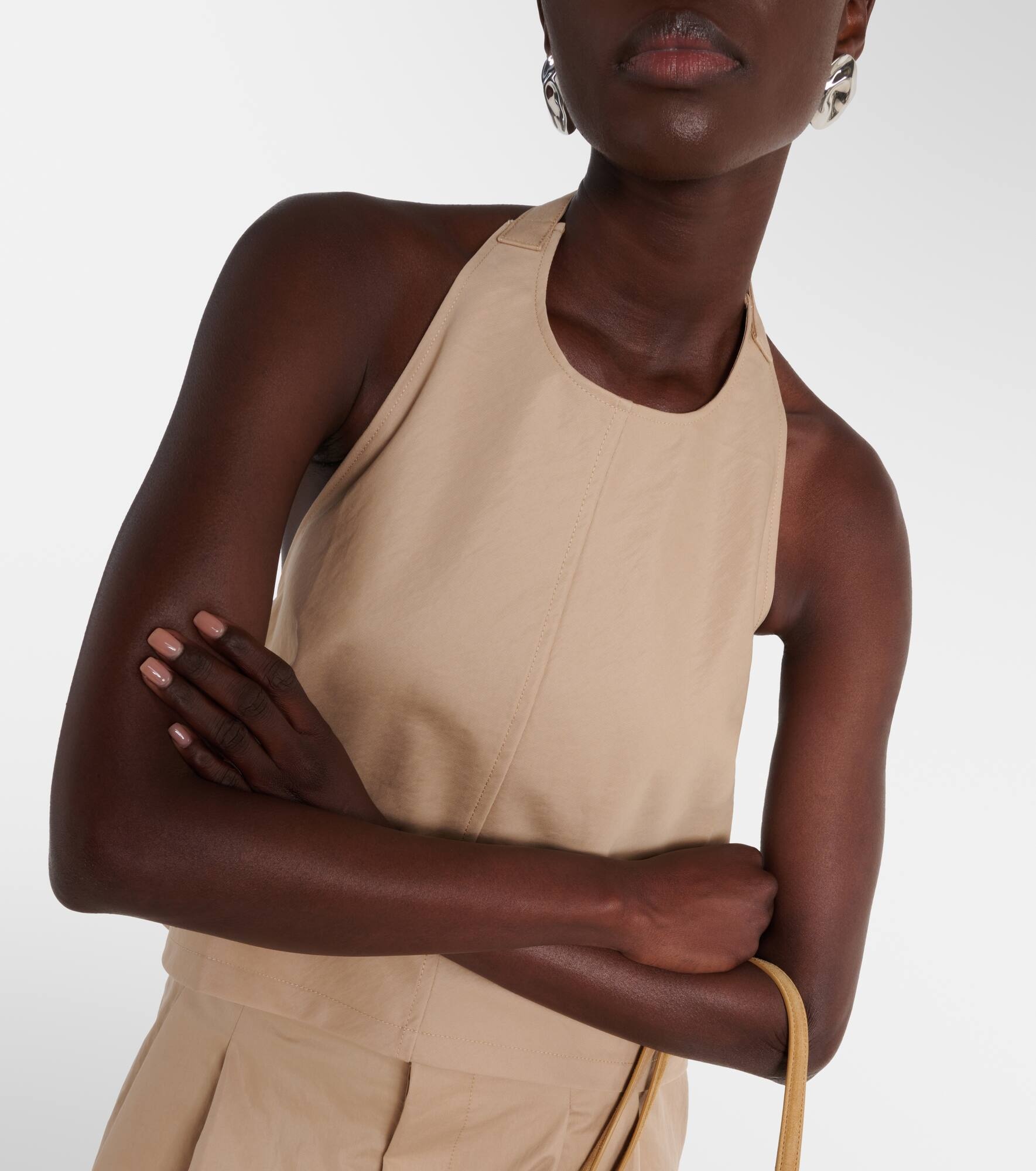 Halterneck cotton-blend drill top - 4