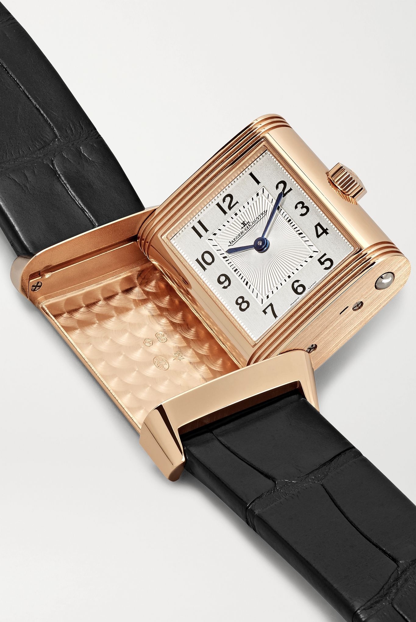 Reverso Classic Duetto hand-wound 21mm small rose gold, alligator and diamond watch - 6