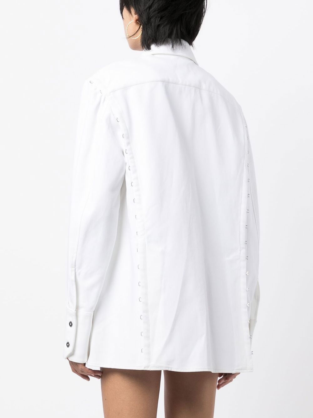 Column-print hook-and-eye shirt jacket - 4